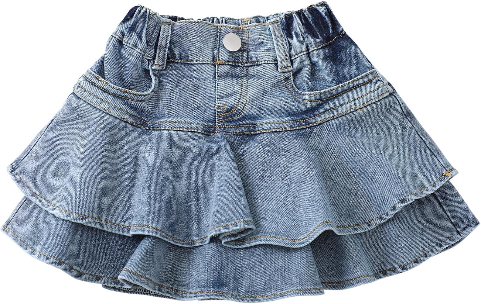 【新品タグ付】papier Denim enfant wrapped skirt Amazon.com: Flofallzique Toddler Denim Skirt with Built in Shorts