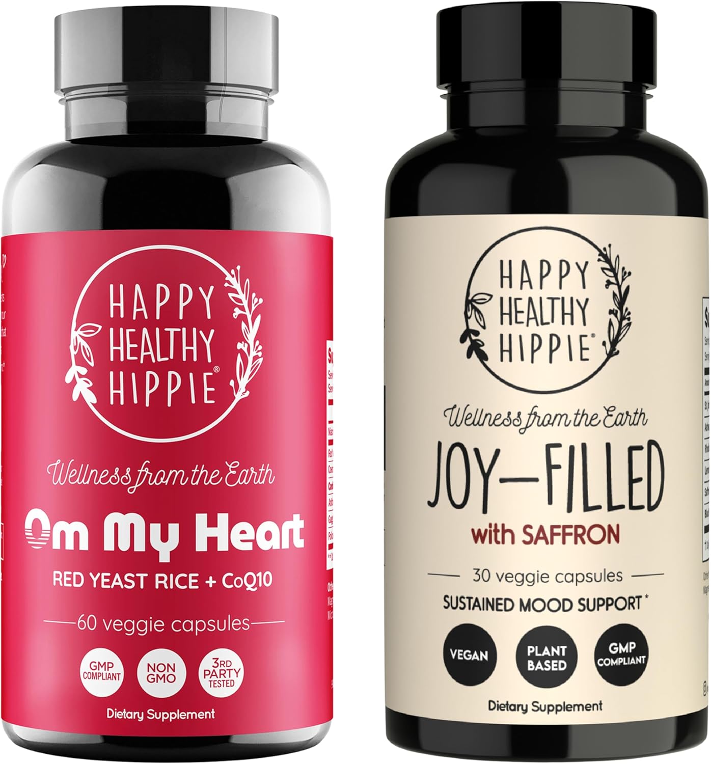 Happy Healthy Hippie Joy-Filled with Saffron Mood Support Supplement & Red Yeast Rice with CoQ10 Supplement