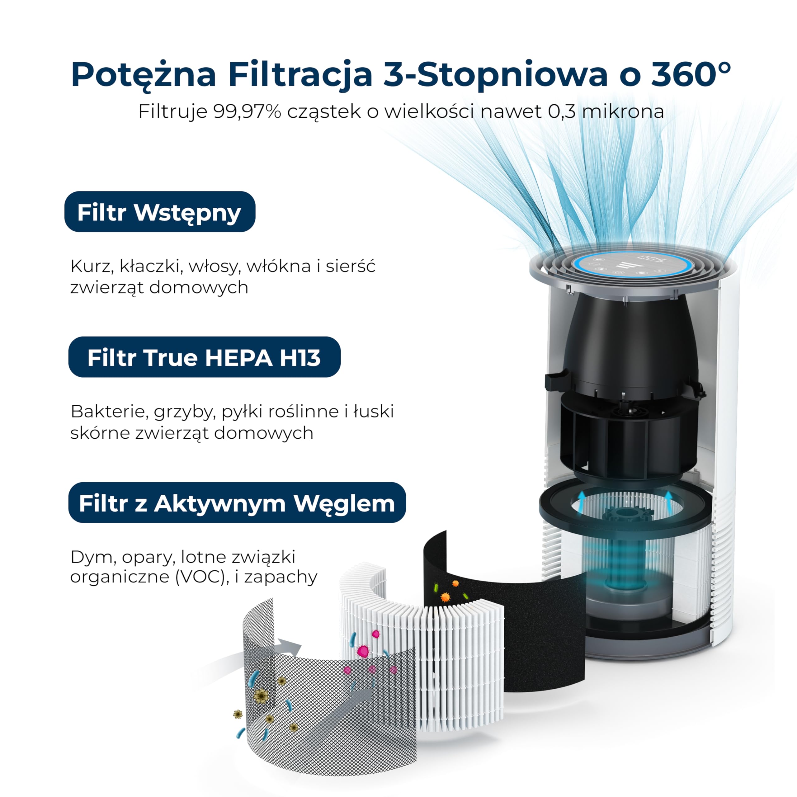 MIKO Mini Osuszacz Powietrza 1000 ml - Przenośny i Cichy, z 7 Kolorami LED do Walki z Pleśnią i Wilgocią - Idealny do Łazienki