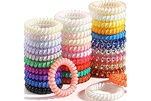32Pcs Spiral Hair Ties,No Crease Coil Hair Ties,Phone Cord Hair Elastics Coils