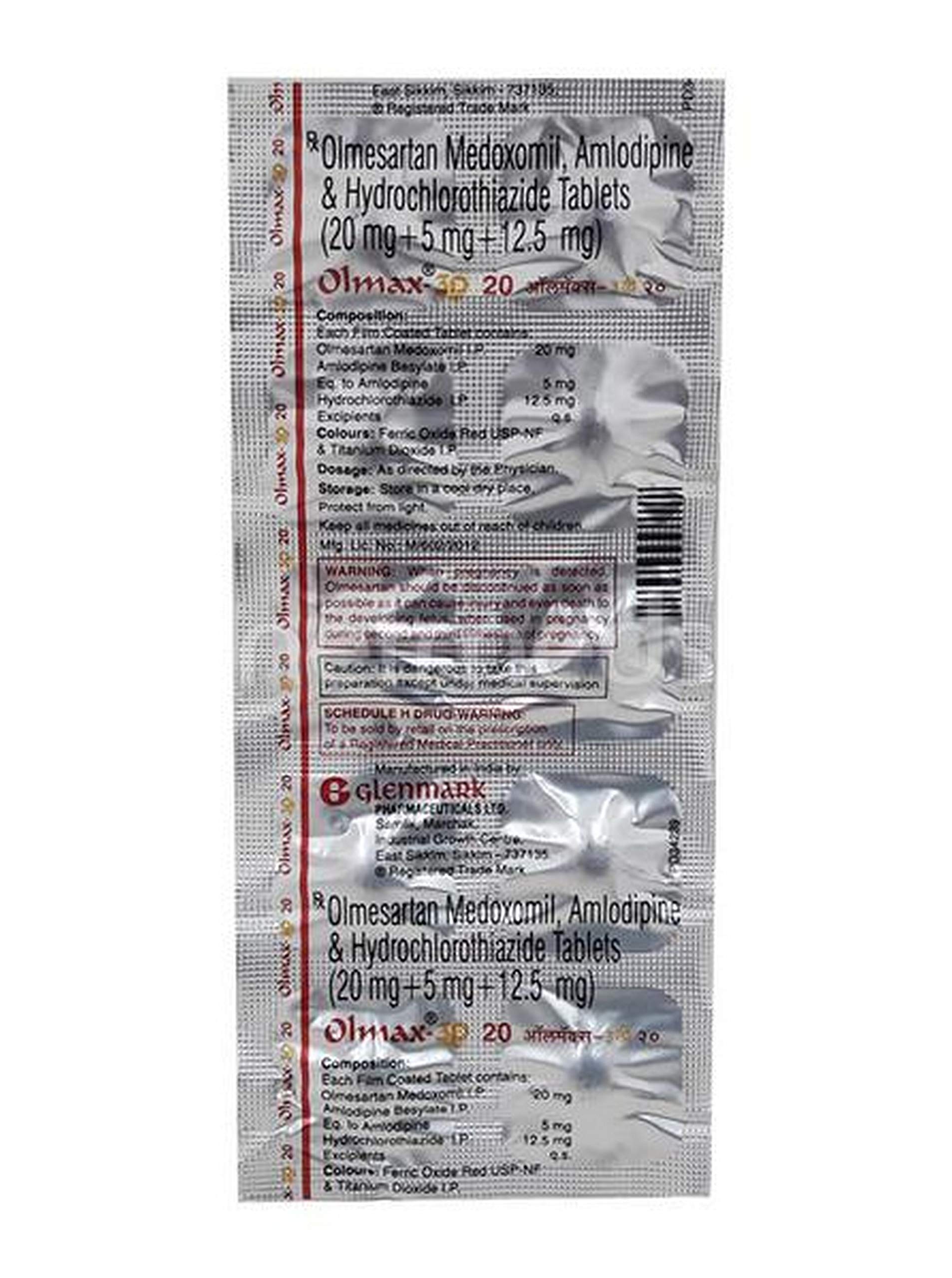 Olmax 3D 20Mg - Strip of 10 Tablets