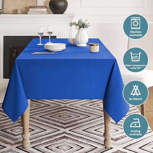 Miniatura 5 de Veblandy Table Cloth Rectangle Waterproof Spill-Proof Wrinkle-Free Tablecloth Washable, Kitchen Dining Tabletop Decoration, Fabric Table Cover for