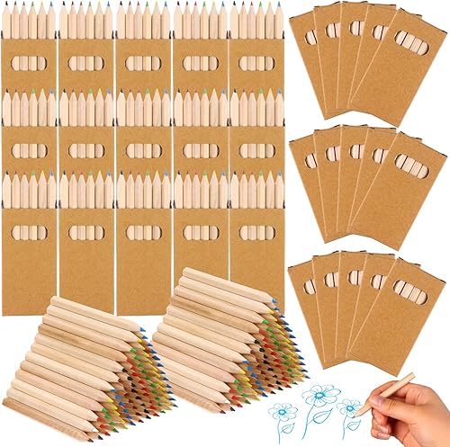 50 paquetes300 lápices de colores de 3.5 pulgadas, suministros para colorear, lápices de colores cortos portátiles a granel, lápices de colores