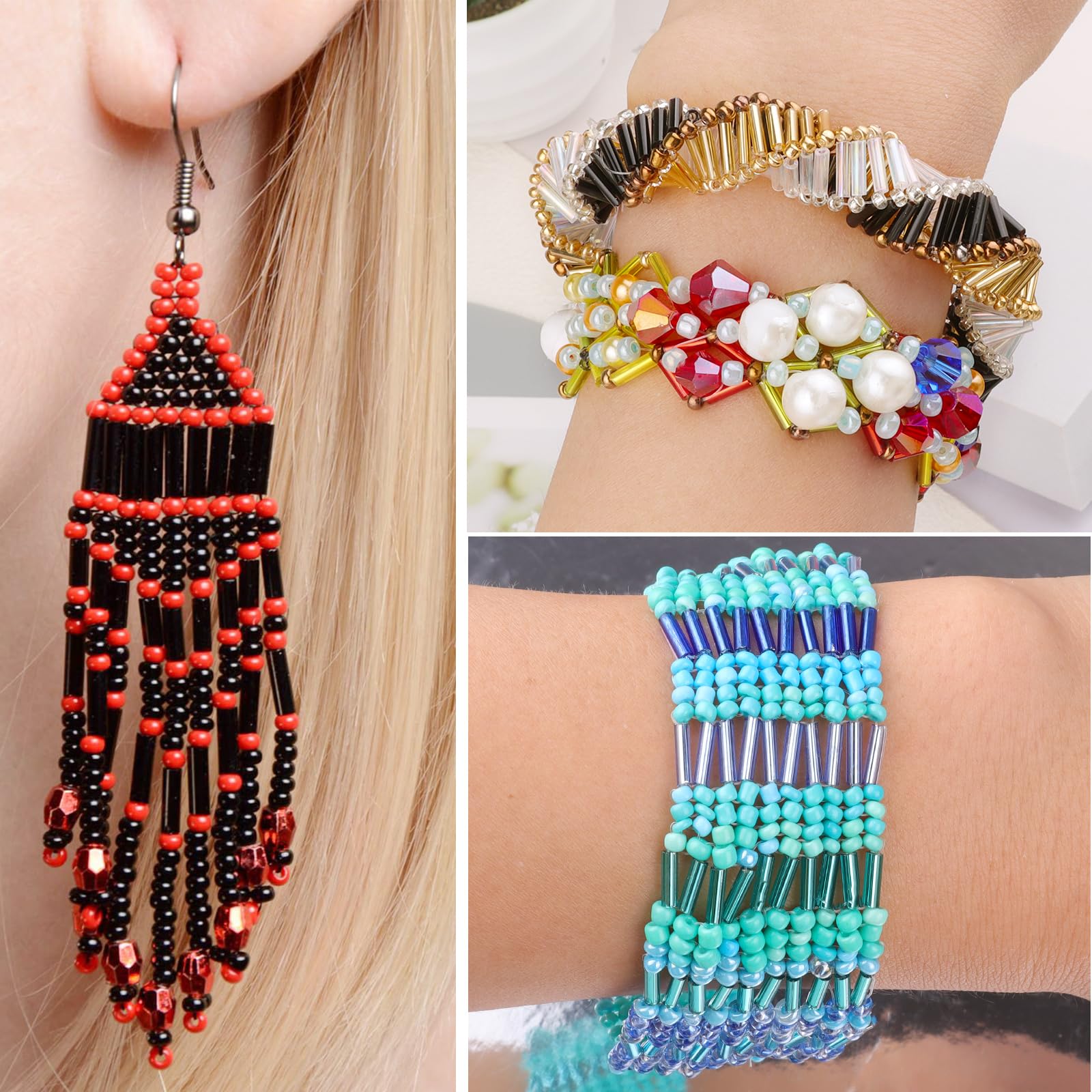 4000 cuentas de corneta, cuentas de tubo para hacer joyas, pequeñas cuentas largas para bordar, manualidades, pulseras, collares, suministros, 7 x 2 mm