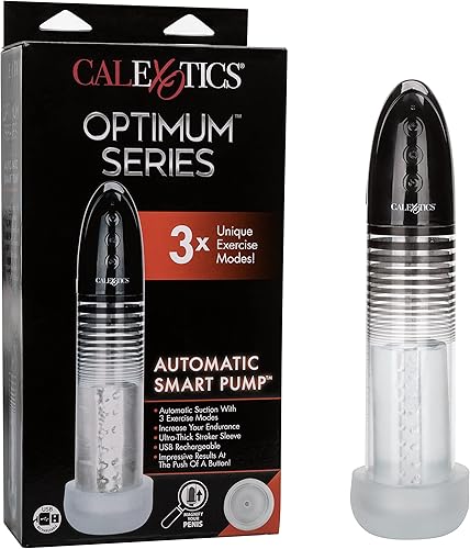 CalExotics Optimum Series Bomba inteligente automática Bomba de pene de mejora masculina con funda de silicona Stroker Juguetes sexuales para