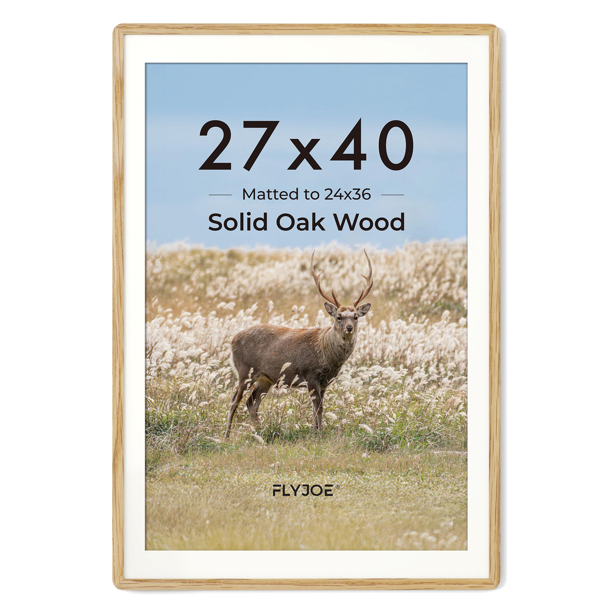 FLYJOE 27x40 Solid Oak Wood Poster Frame