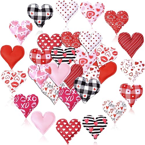 15 piezas de tela de peluche de San Valentín, corazones de San Valentín, decoración de corazones de San Valentín, decoración de corazones de San
