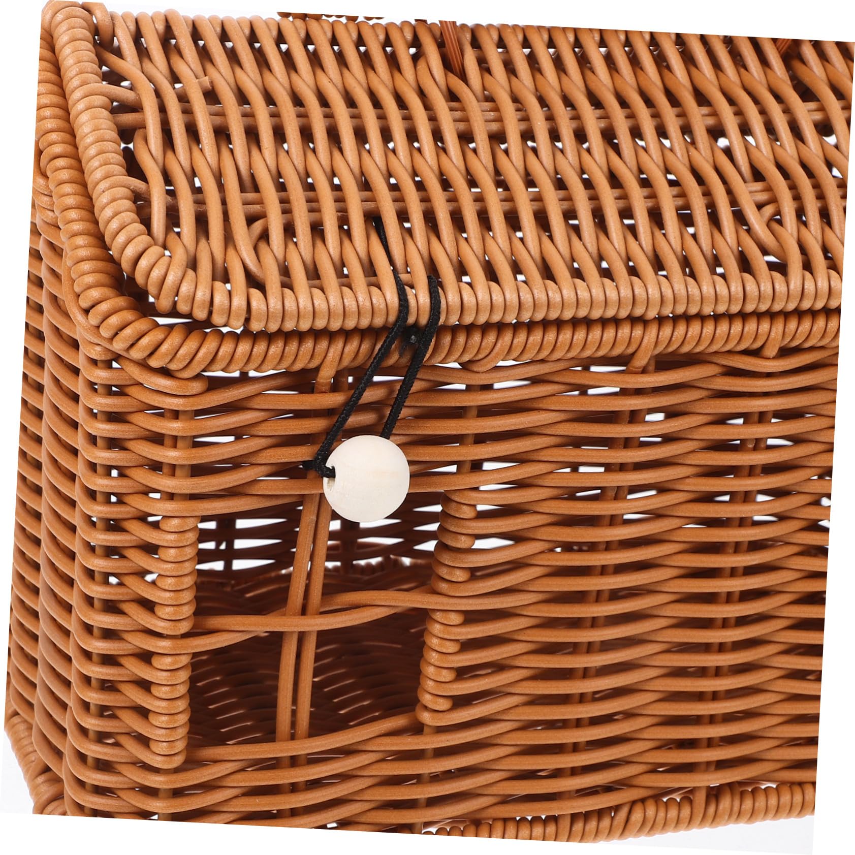 Cesta Decorativa de Imitación Ratán con Tapa y Asa Diseño Forma de Casa Ligera y Resistente para Snacks y Organización Escritorio o Sala de Estar