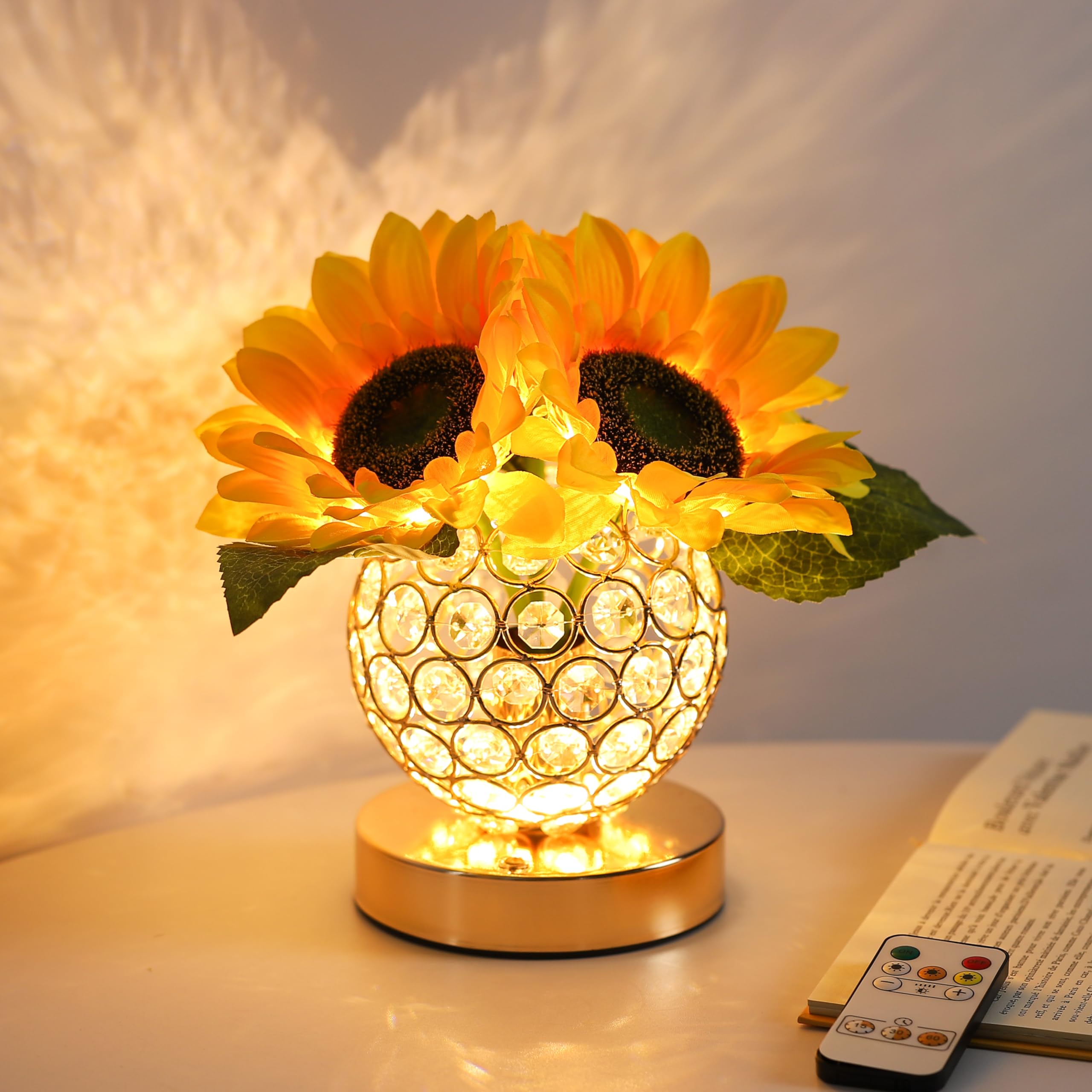 Sunflower Flower Lamp for Women Gifts, 3 Color Dimmable Night Light, Rechargeable Cordless Touch Table Lamp for Womens Mom Wife Friends Girlfriend Her Gifts, Perfect for Bedroom Bar Coffee Shop