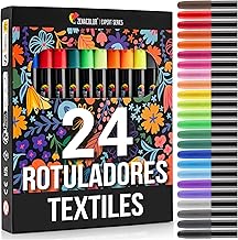 24 Rotulador Textil Permanente - Rotuladores para Tela No Tóxica y Indeleble, Rotulador Permanente con Punta Fina - Perfecto para Camisetas, Bolsas, Tote Bag y Otros Tejidos - Para Niños y Adultos