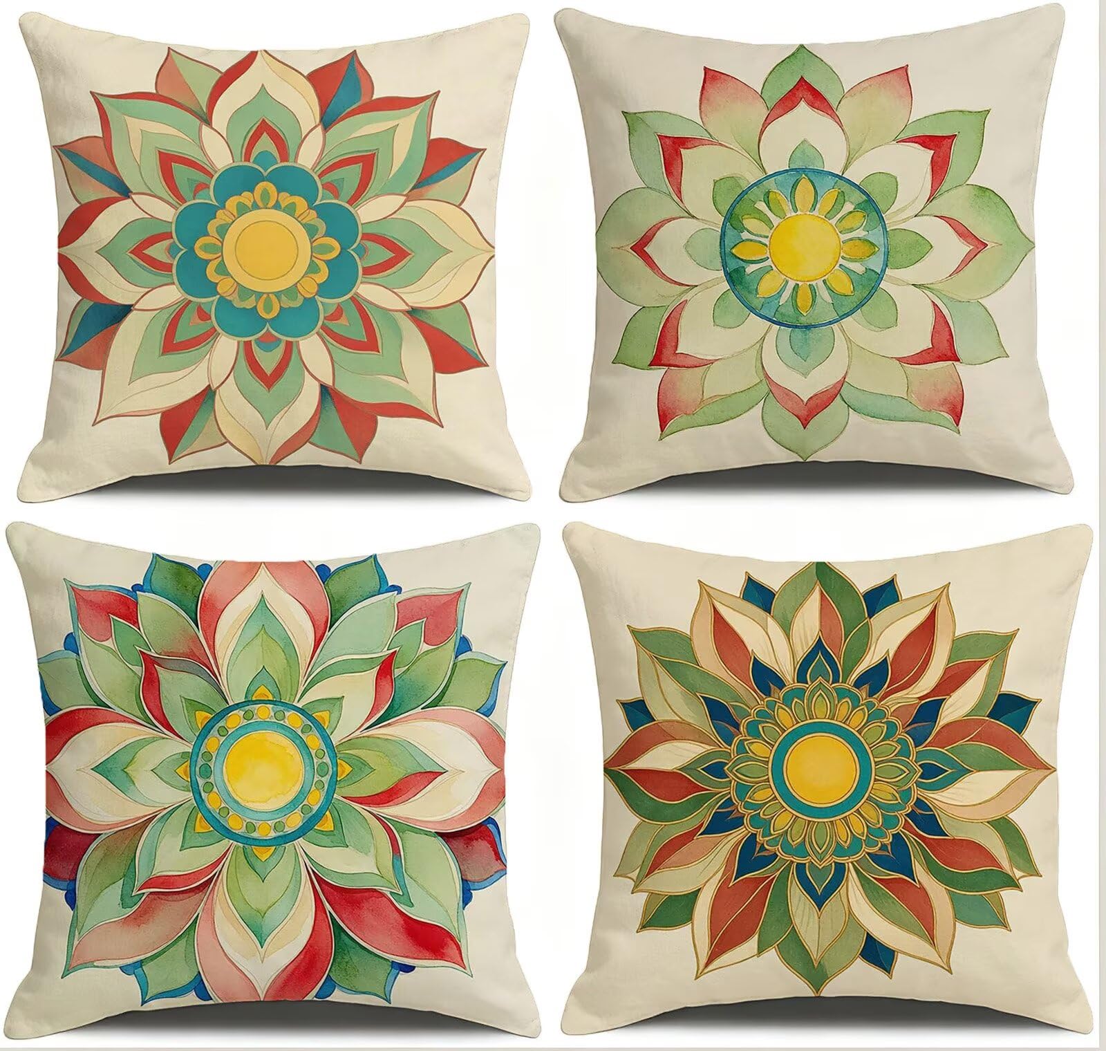 Blu Federe Cuscini Divano 50x50cm, Cuscini da Esterno Set de 4, Cod-97 | Lin Copricuscini Decorativi Letto Arredo, per Letto, Soggiorno, Giardino, Esterno, Casa Decorazione Set di 4 Fiore