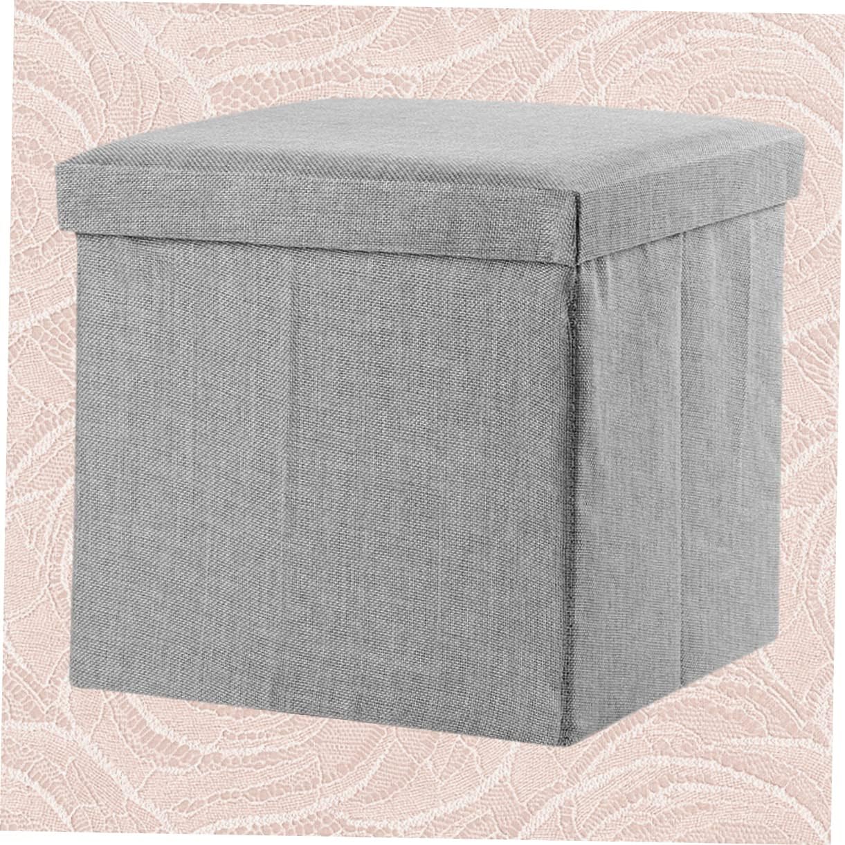Folding Storage Stool with Comfortable Fabric Multifunctional Seat and Storage Box for Household Sundries Dark Grey for Room and Playroom