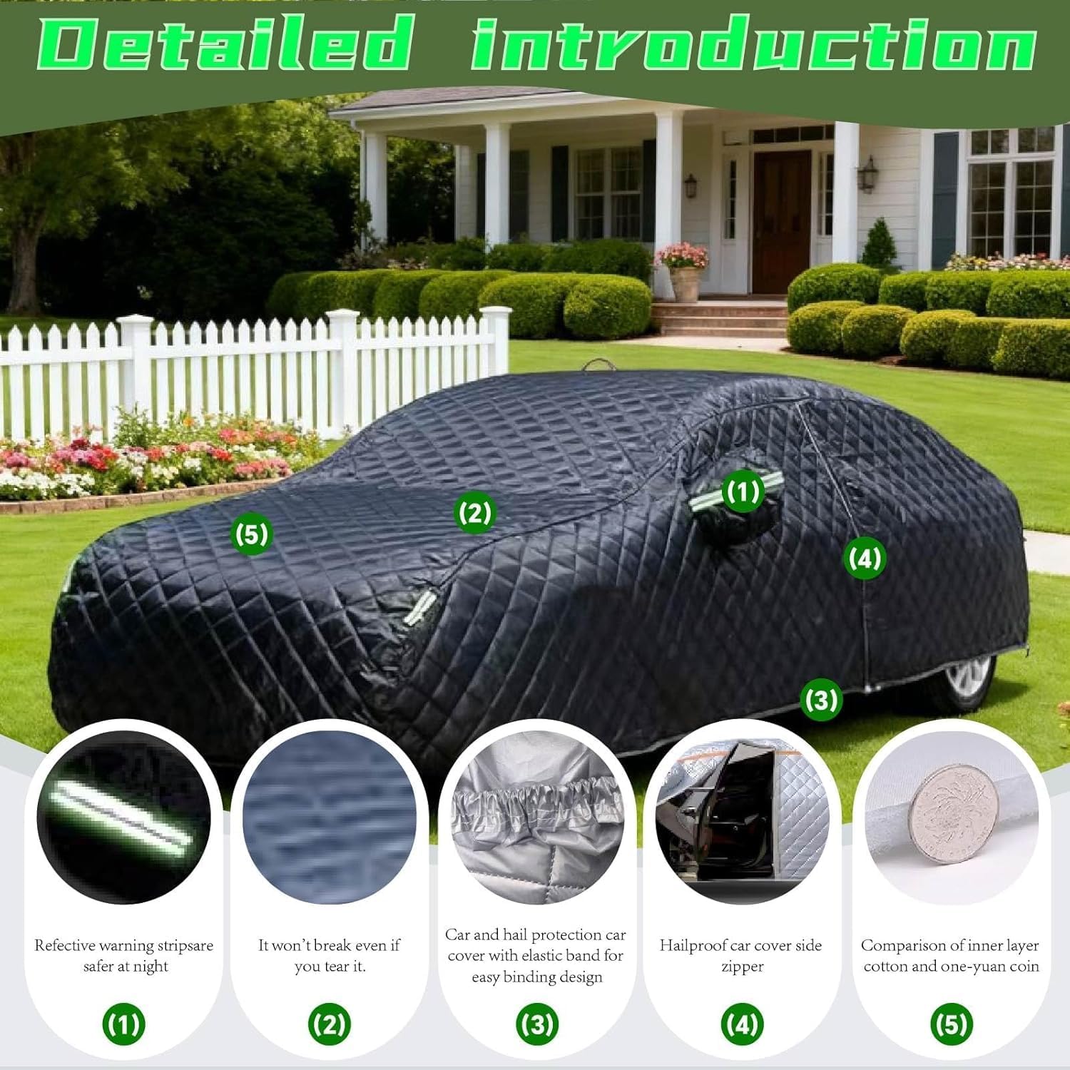 Hail Proof Car Cover Custom fit for Ford Maverick 2021-2026 Car Cover for Hail Protection Rain Sun Dust All Weather Protection with Zipper & Reflective Safety Strips