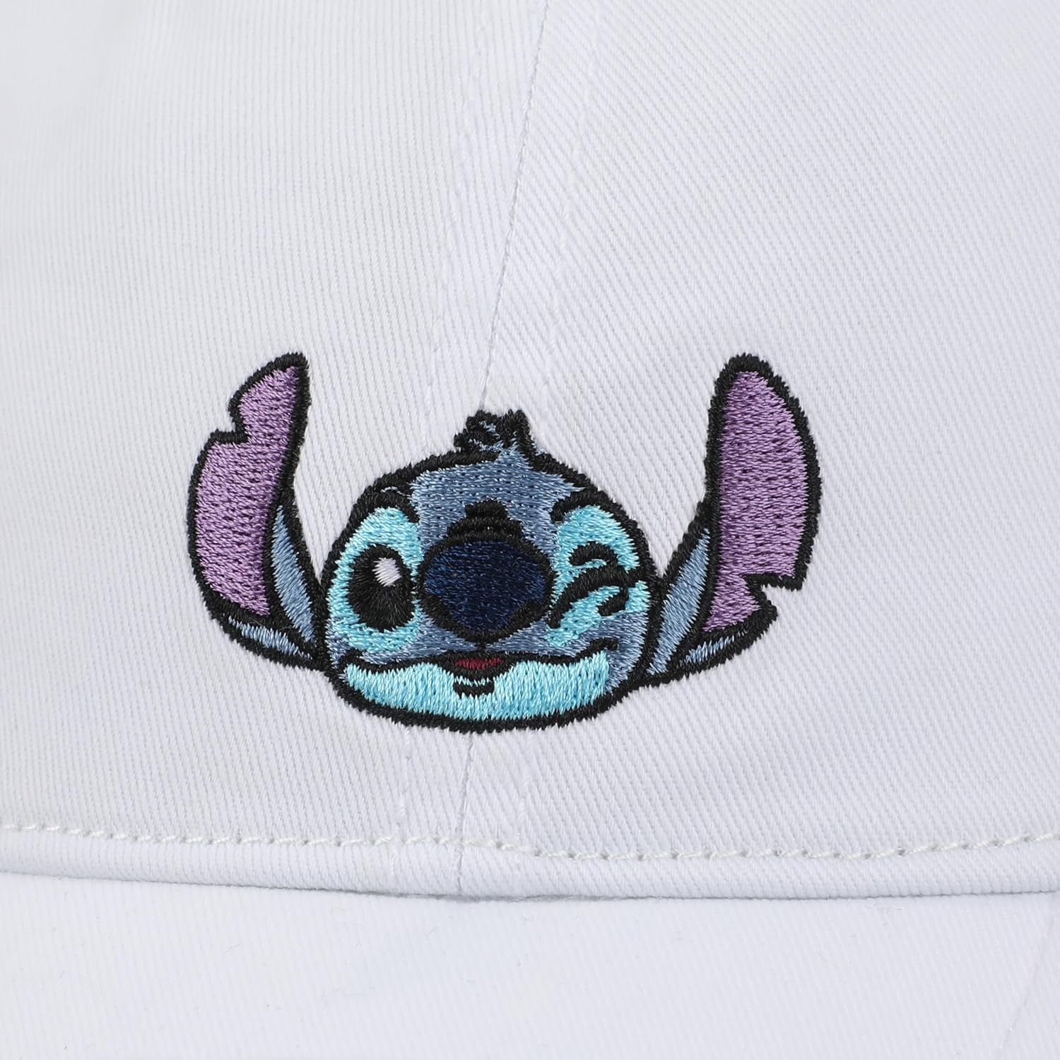 Disney Stitch Winking Face 大人用 ユニ ホワイト ノンストラクチャードベースボールキャップ, Dsc ウ