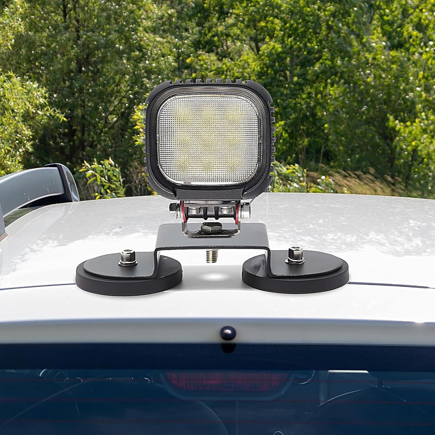 LED Light Mounting Bracket - 2X Magnetic Base Aluminum Alloy, Strong Suction Cup, Drill Free Secure Hold | Off Road Vehicle Roof Mount Kit Outdoor Heavy Duty Lighting Accessory