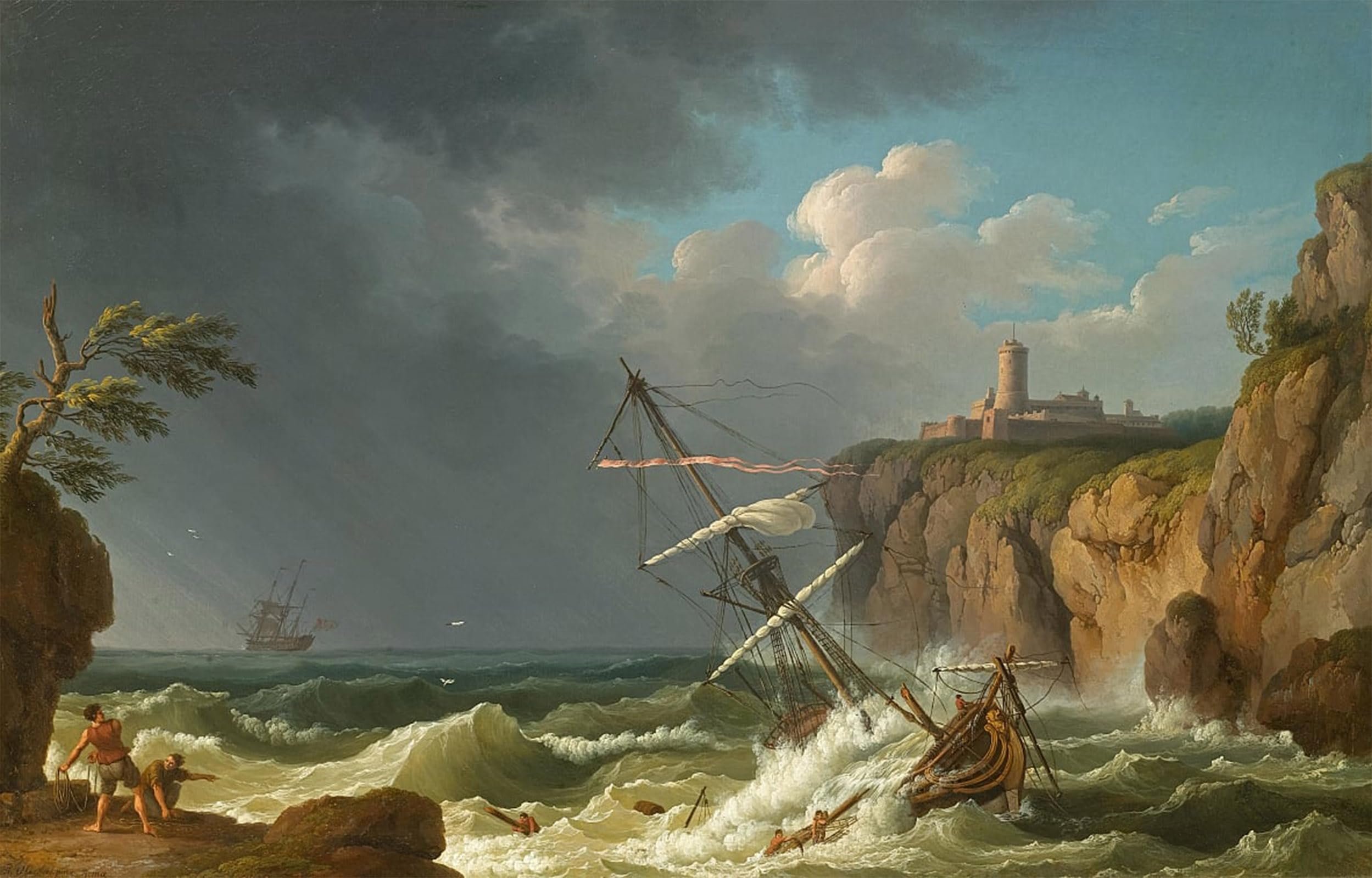 ARTXLXXBN Famous Art Print Poster Vintage Wall Art a Shipwreck by Jacob Hackert Canvas Art Poster for Home Decor 60x90cm