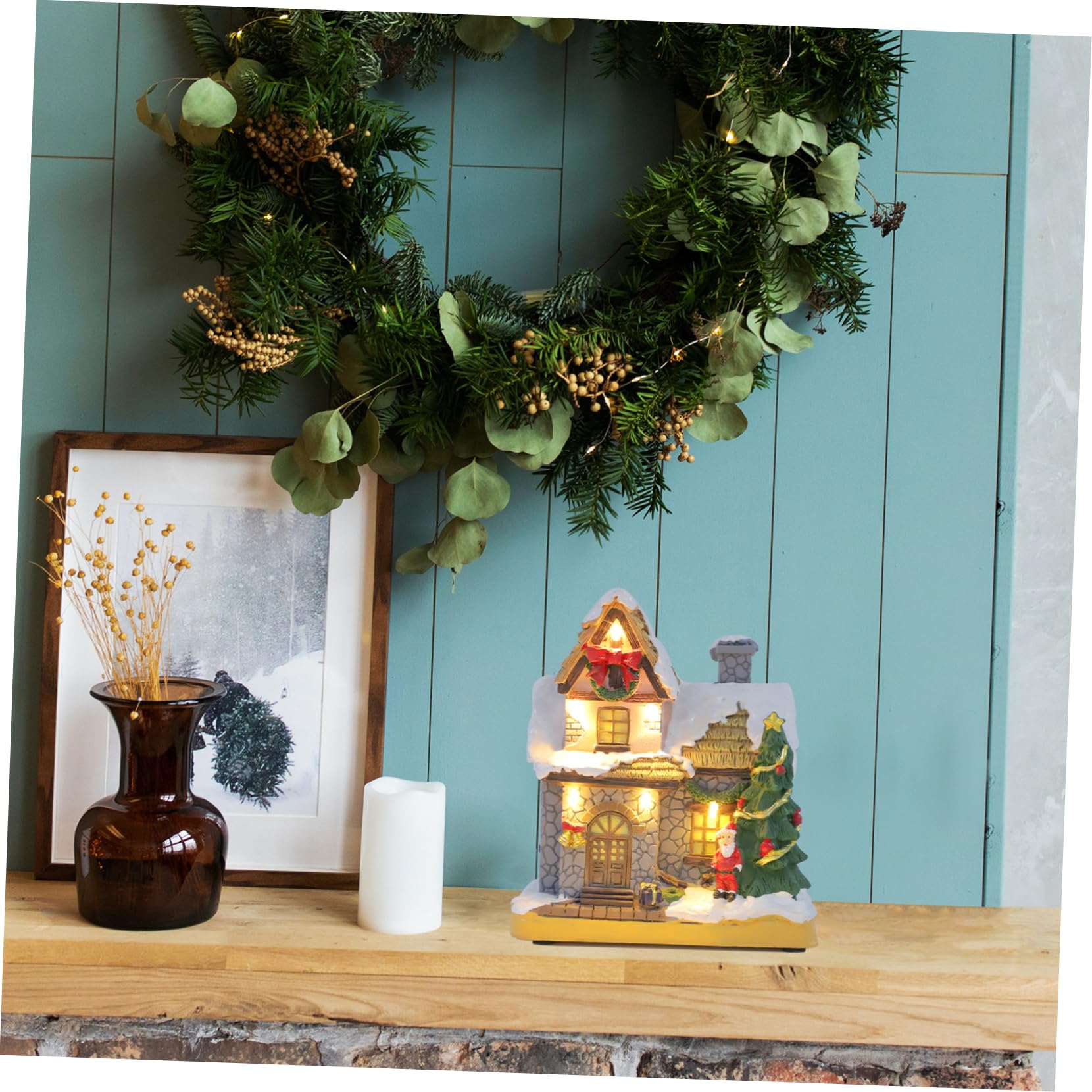 PRETYZOOM Adorno Navideño de Resina Casa Luminosa, Adorno Delicado para Oficina y Dormitorio Que CREA Ambiente Festivo de Navidad