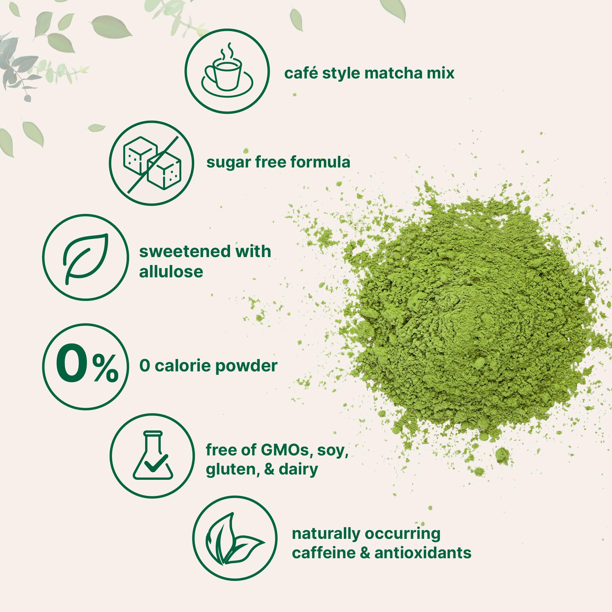 Matcha Latte Powder 2lbs Sugar Free Caf Style Drink Mix Sweetened Instant Matcha for Tea Smoothies Iced or — view 3