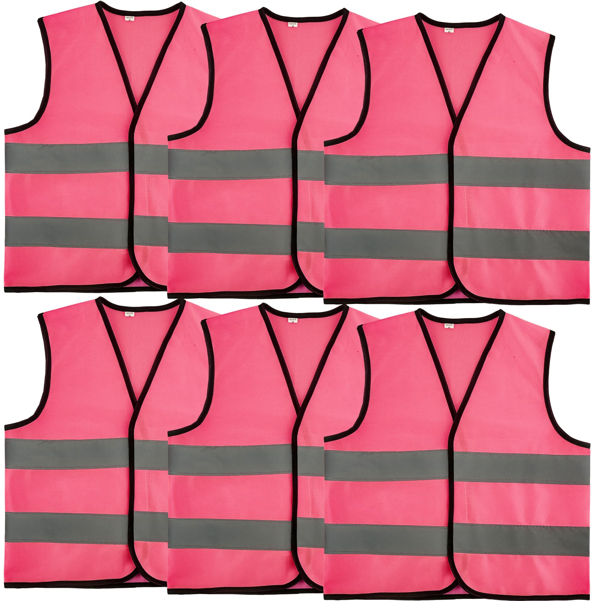 6 Pcs Kids Hi Vis Vest Child High Visibility Vest Bulk Children Hi Vis Safety Vests with Reflective Strips for Girls Boys Gift Play Outside Ride Bike (Pink