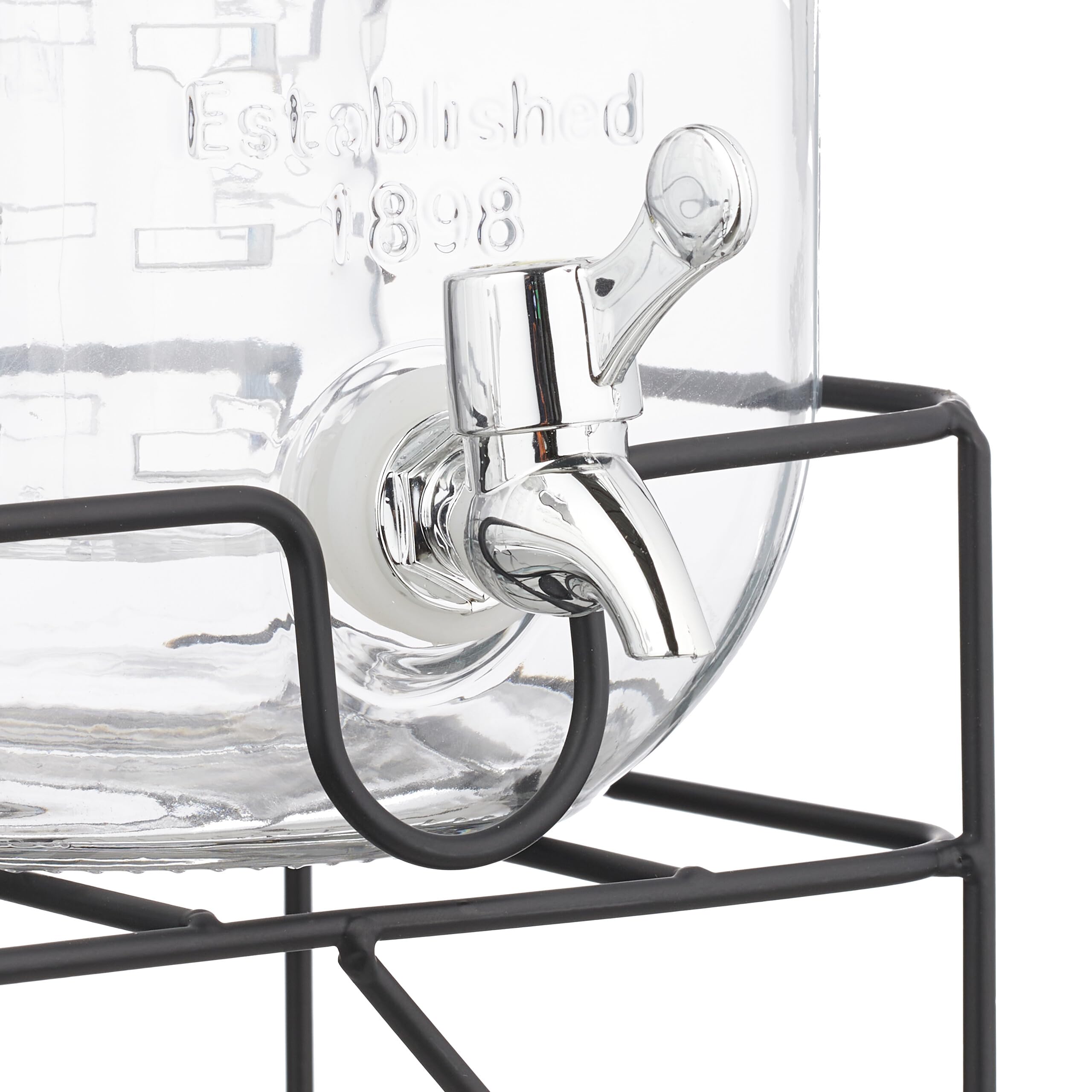 Relaxdays 2 Dispenser Vetro 4 L Rubinetto Supporto Distributore Acqua Limonate