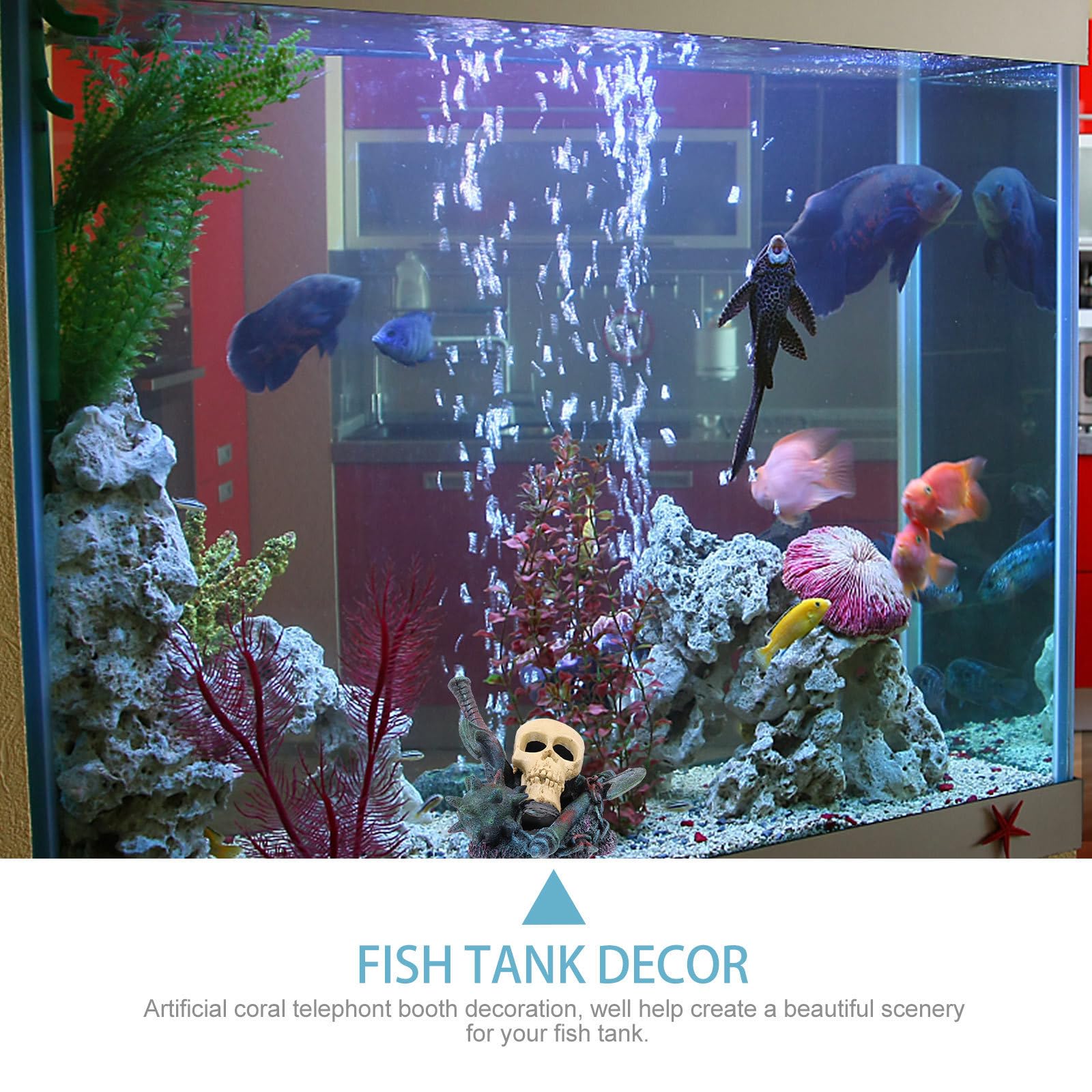 Abaodam 3 Stück Totenkopf Dekoration aus Kunstharz für Aquarium und Fischbecken Kompakt und Stabil Aquarium Deko für Einzigartige Unterwasserlandschaften