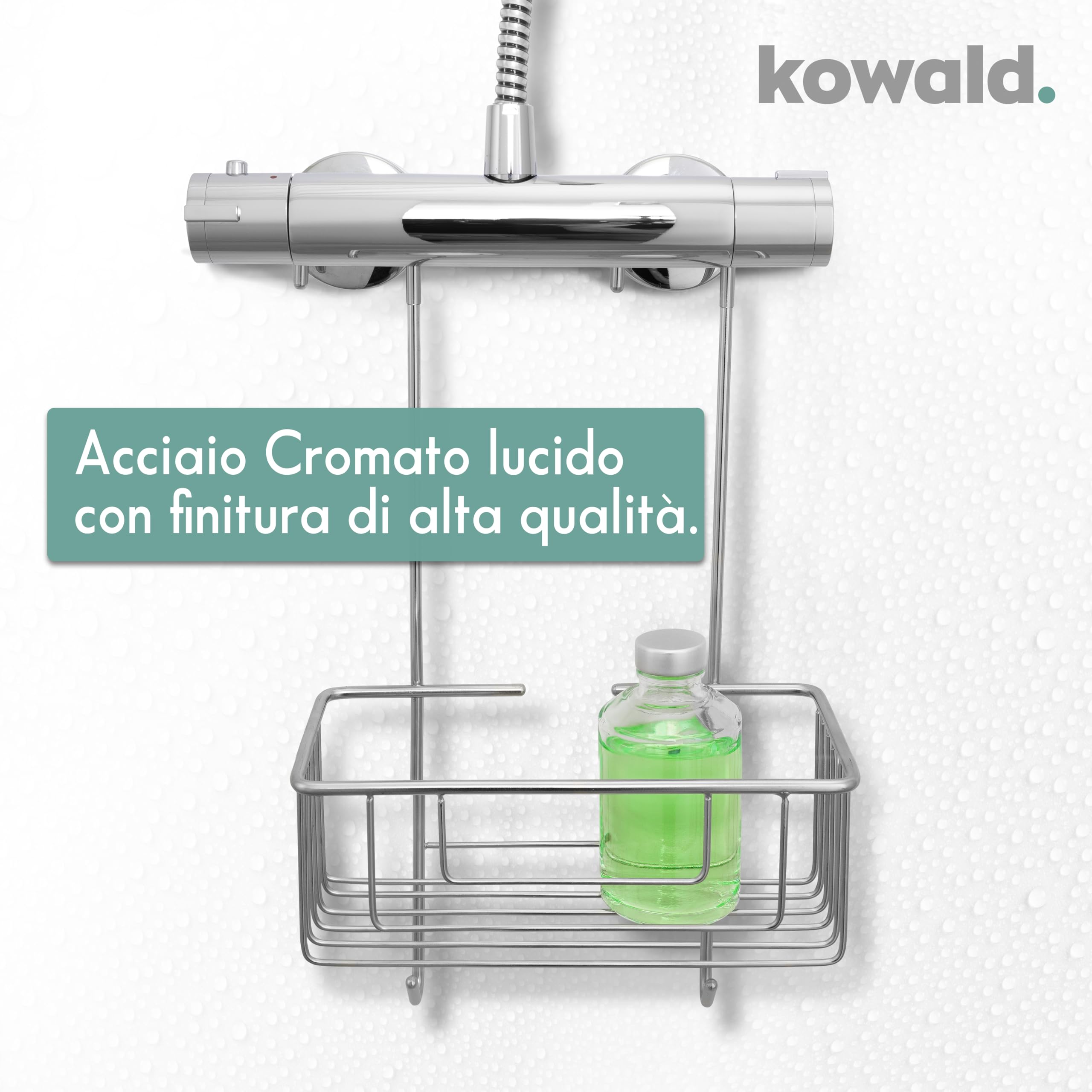 kowald ® Cesto portaoggetti per doccia da appendere al rubinetto, in acciaio inox, 100% antiruggine