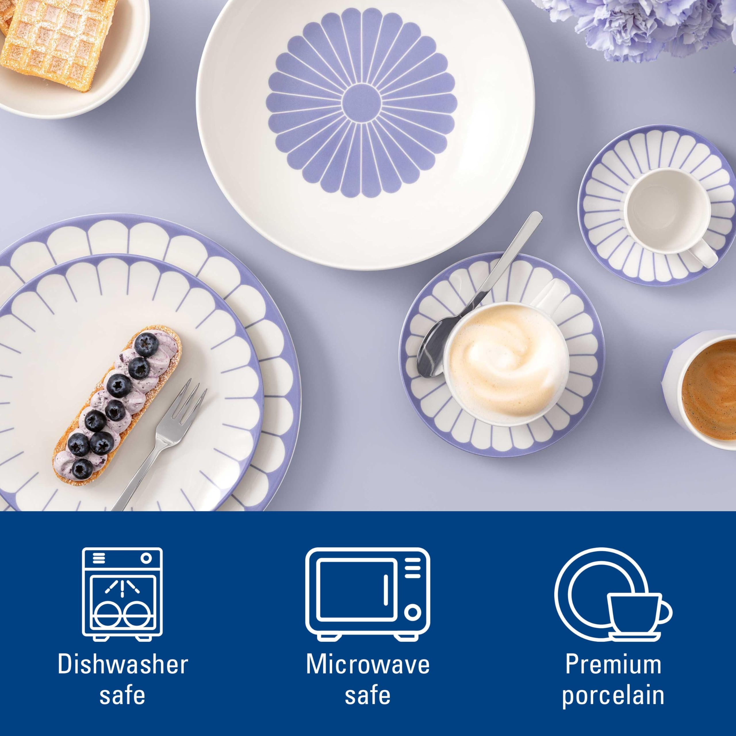 Villeroy & Boch - Fleur bleu filiżanka do espresso niebieska, można myć w zmywarce i używać w kuchence mikrofalowej, mała filiżanka do espresso lub do kawy, naczynie, kwiatowy wzór, porcelana Premium