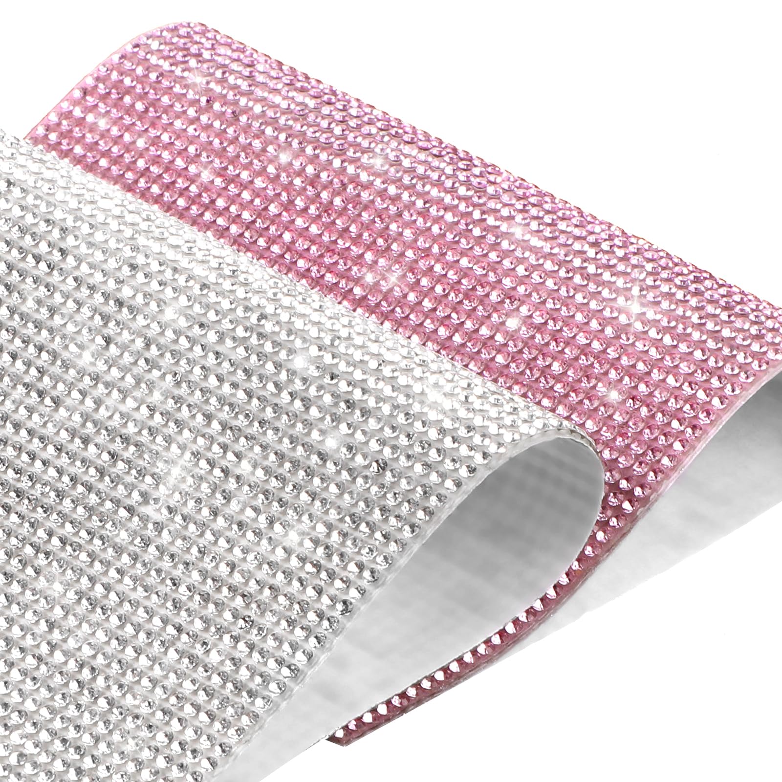 2 Pieces Bling Rhinestone Sheet Self Adhesive Glitter Crystal Car Decoration Gem Stickers 7.9 × 4.7 Inch Gem Sheet Diamond Stickers for Car&Craft Decoration Women DIY Home (Pink and Silver)