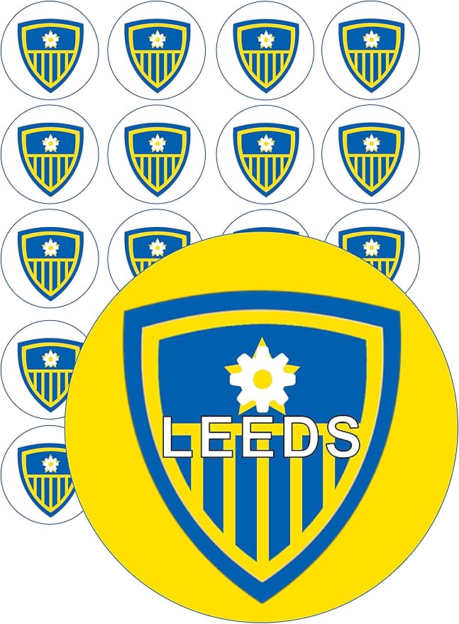 LEEDS United Cupcake Toppers x24 Edible Rice Paper Fairy Cake