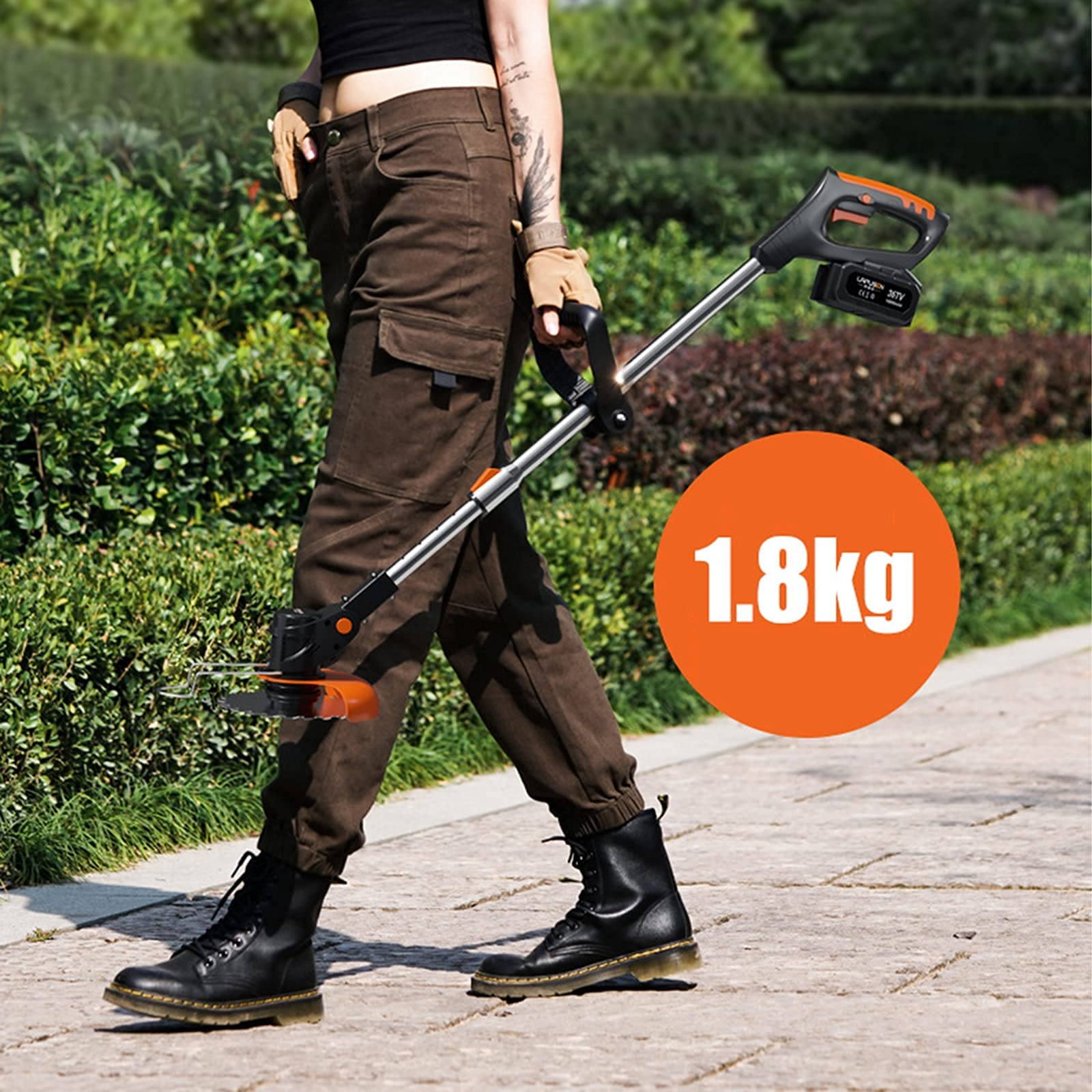 Rasaerba Elettrico Potente Tosaerba Rotante Portatile Senza Fili da 1800 W Telescopico Regolabile Attrezzi da potatura Leggeri per diserbare Il Prato del Tuo Giardino 1 Batteria u