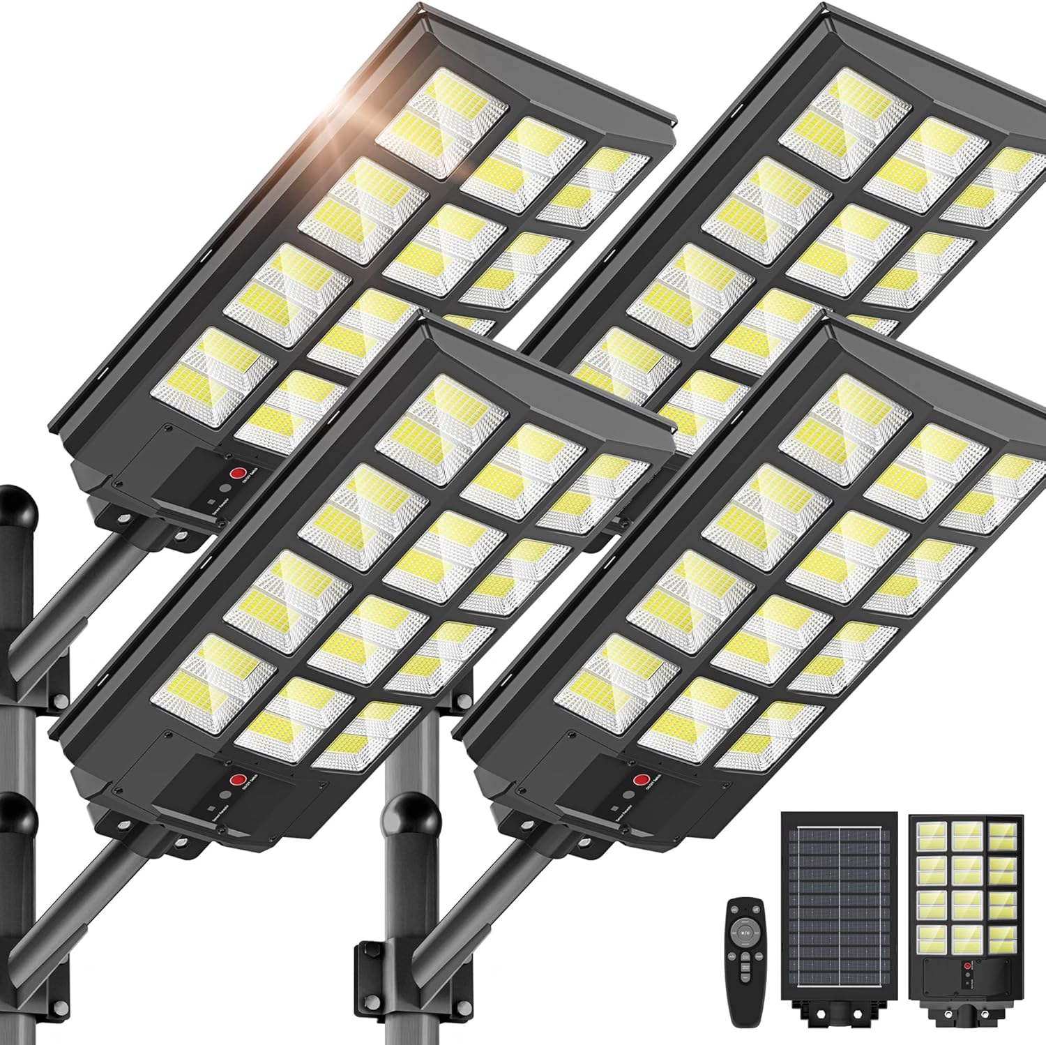 5000W Solar Street Lights Outdoor - Wide Angle Solar Lights Outdoor Waterproof, 6500K Parking Lot Dusk to Dawn, with Motion Sensor and Remote Control for Residential Commercial Yard