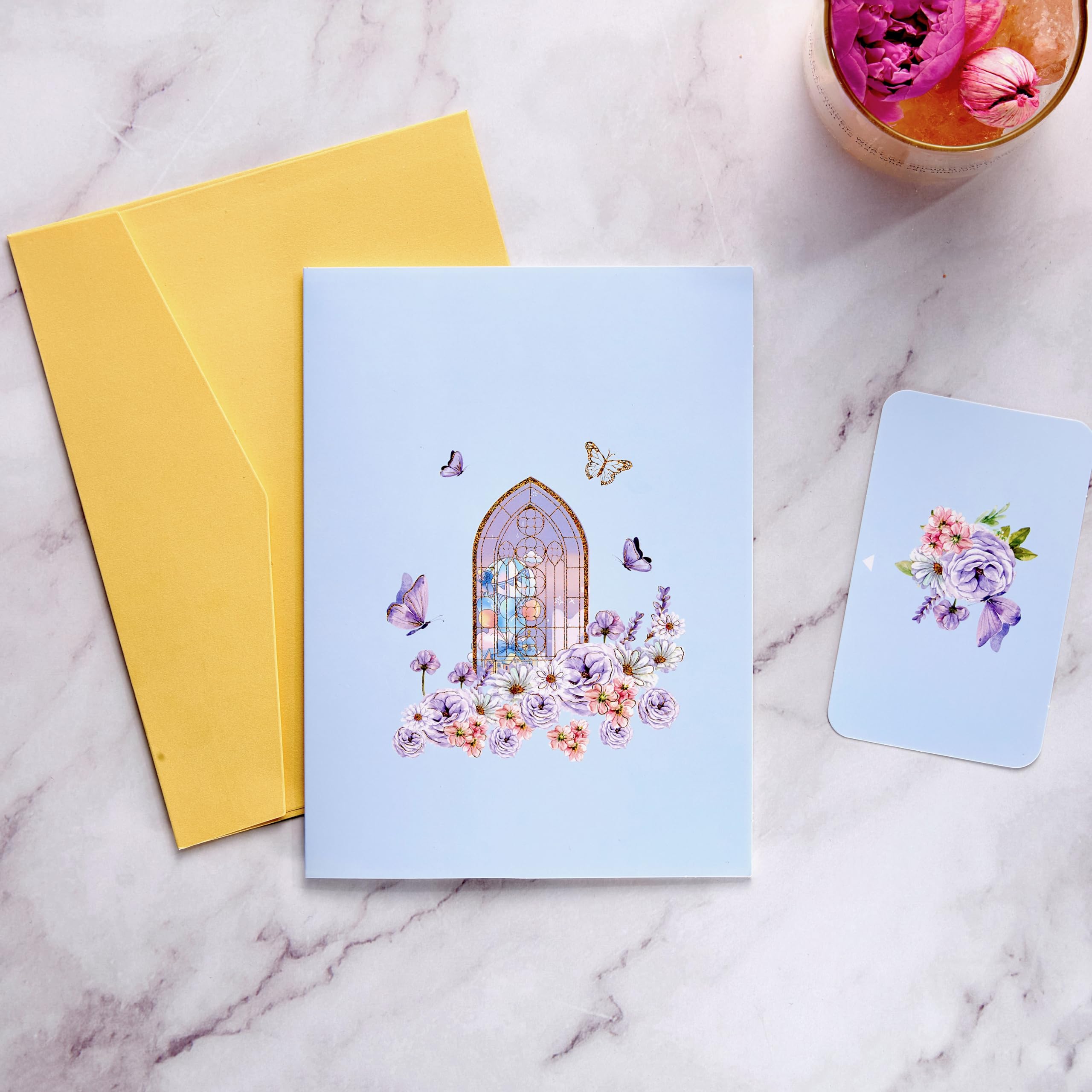LoveEcho Pop Up Birthday Card, Gold-edged Butterfly Waltz 3D Greeting Card For - View #5