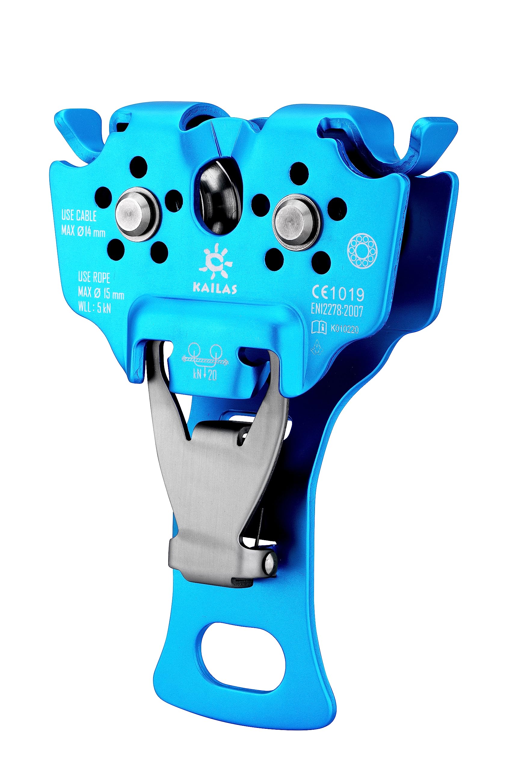KAILAS Polea de escalada de rescate CE UIAA, doble polea de cuerda de 28 kN móvil micro ligera de acero de aluminio resistente (1, azul, 1)
