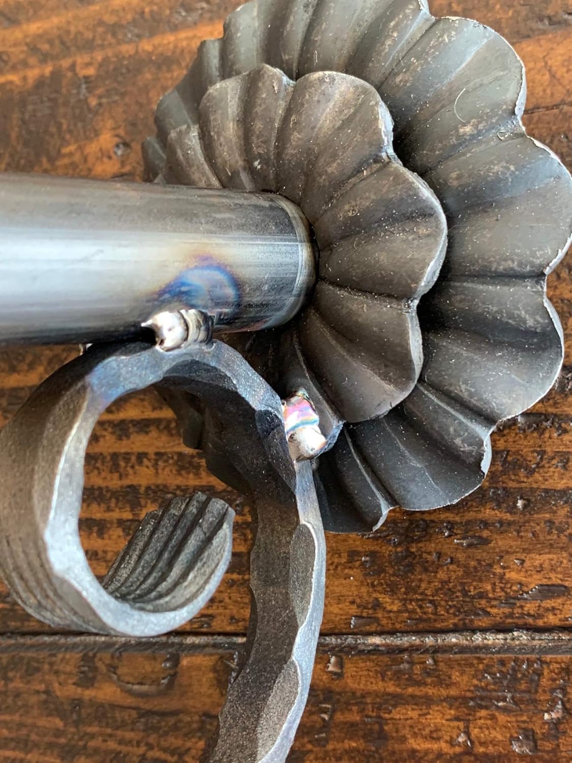 Rustic Water Fountain Spout/Nozzle/Scupper with Hammered Scroll