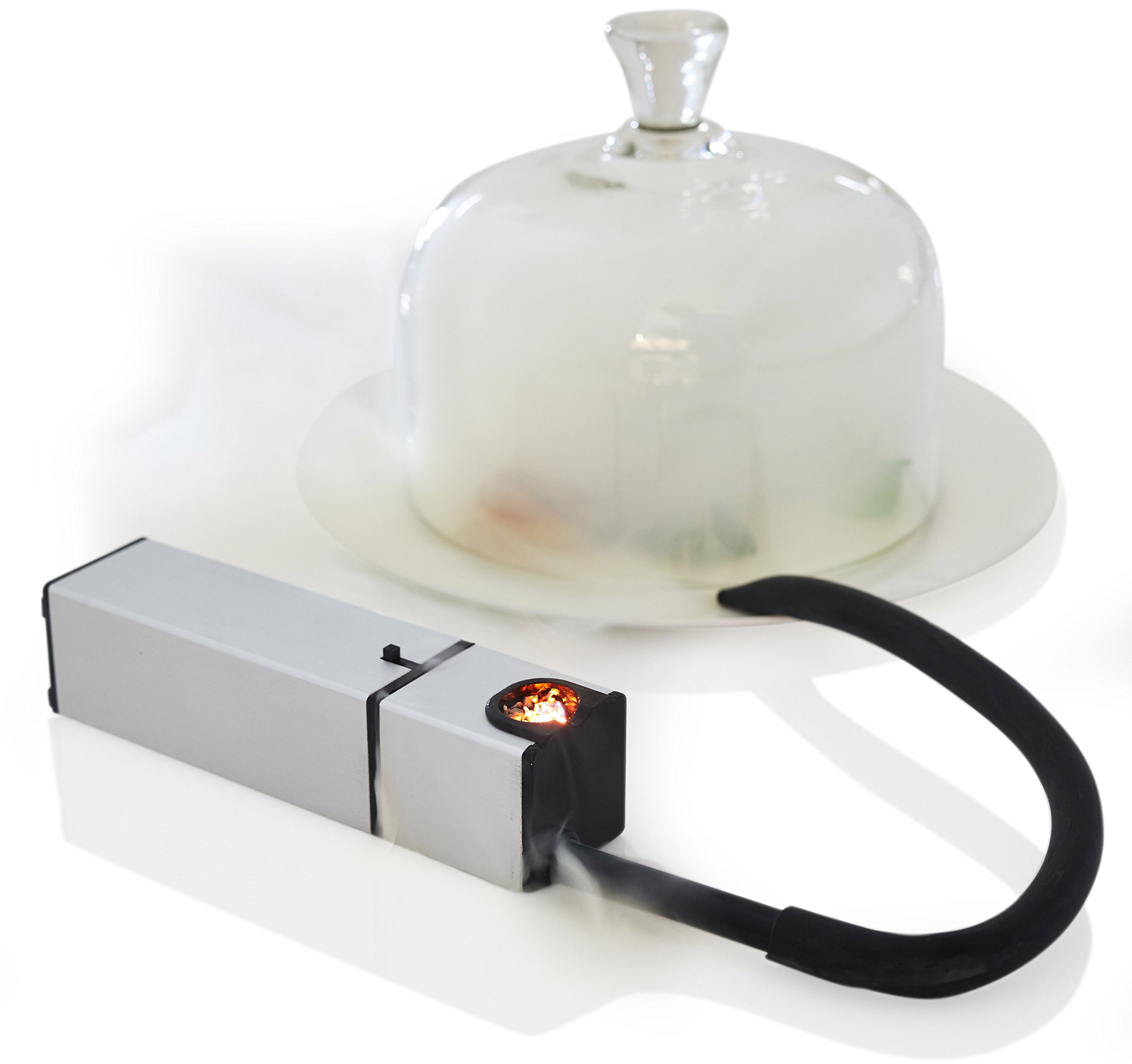Gastronoma 16310205 Mini Food Smoker - Pistola de ahumar para alimentos – Smokin Gun – Dispositivo para ahumar – Diseño de acero inoxidable y funcionamiento con pilas – Gris