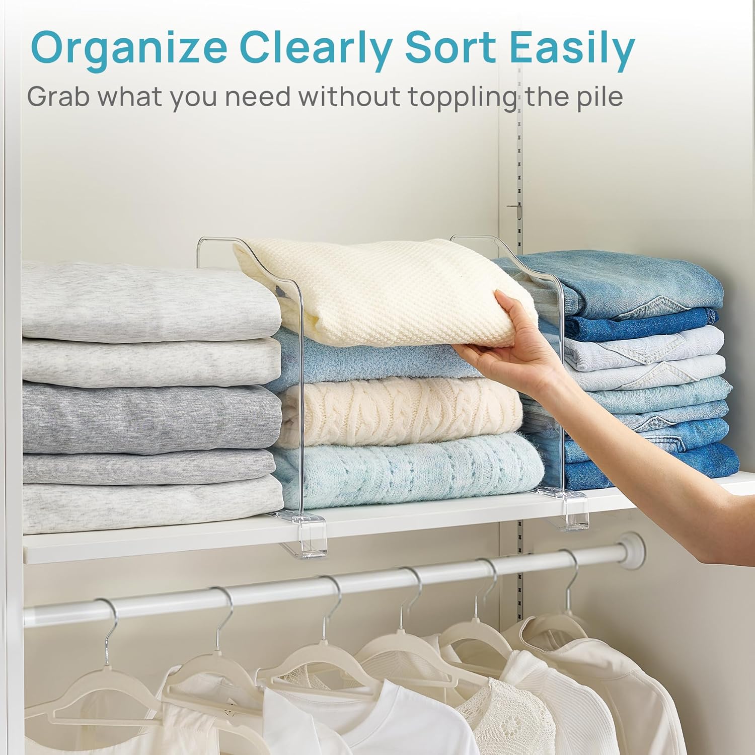 Vtopmart 8 Pack 12in Height Shelf Dividers for Closet Organization, Clear Plastic Closet Shelf Dividers of Upgrade Height for Maximizing Vertical Space Storage, Organizing Sweater, Jeans, Shirts, Bags