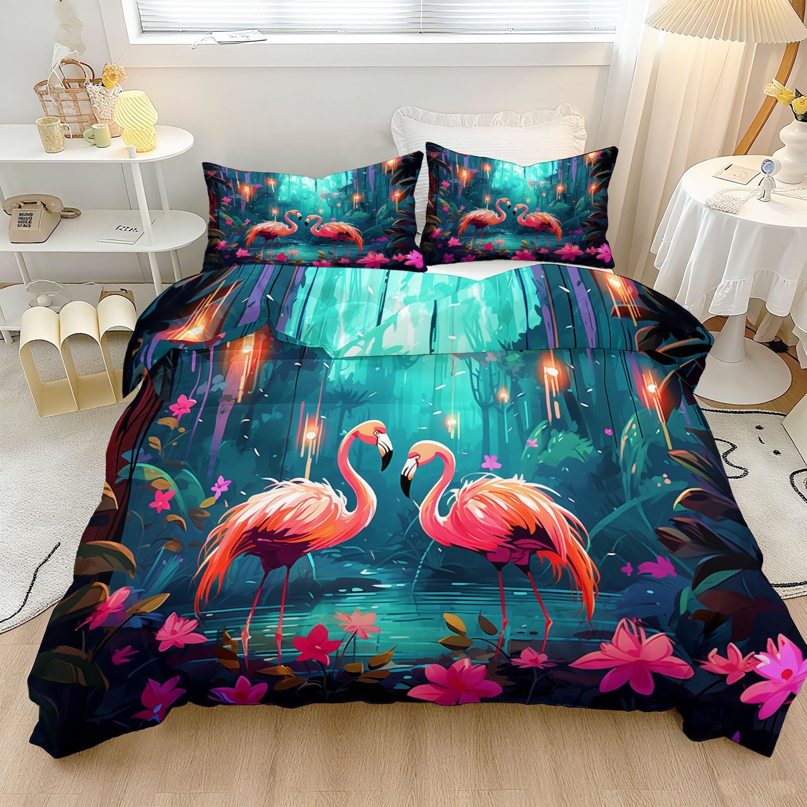 Housse de couette 200x200 flamants roses pour raviver une décoration de lit terne