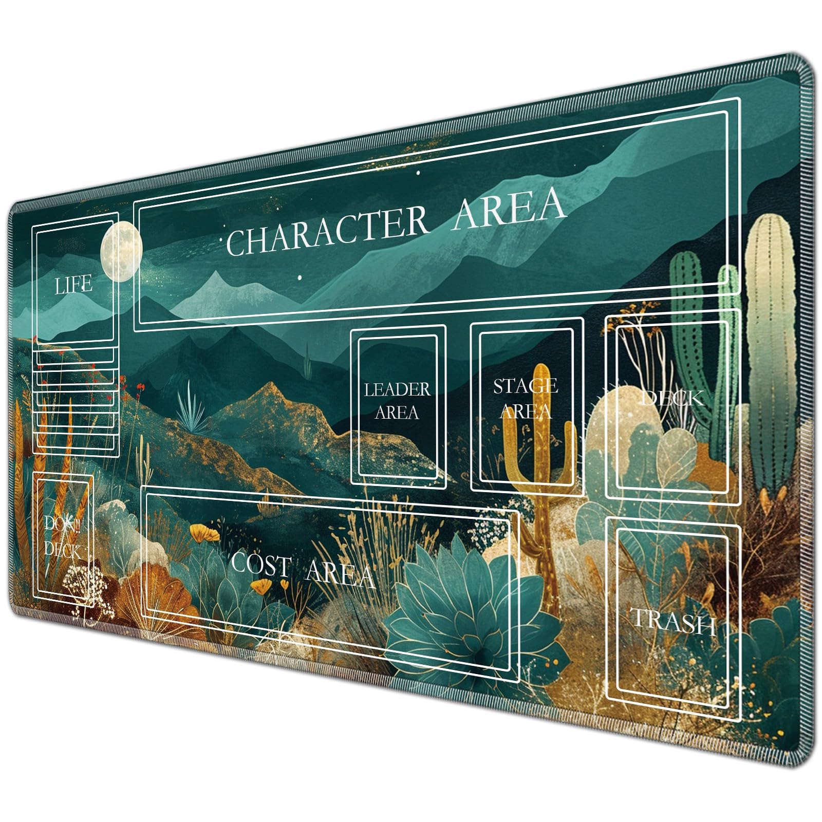 JANENFNA TCG Playmat with Magic Zones 24 x 14 inches Mousepad Compatible for OPCG CCG Trading Card Game Play Mats Smooth Rubber Surface Magic The Gathering Play Mat, Mountains Desert