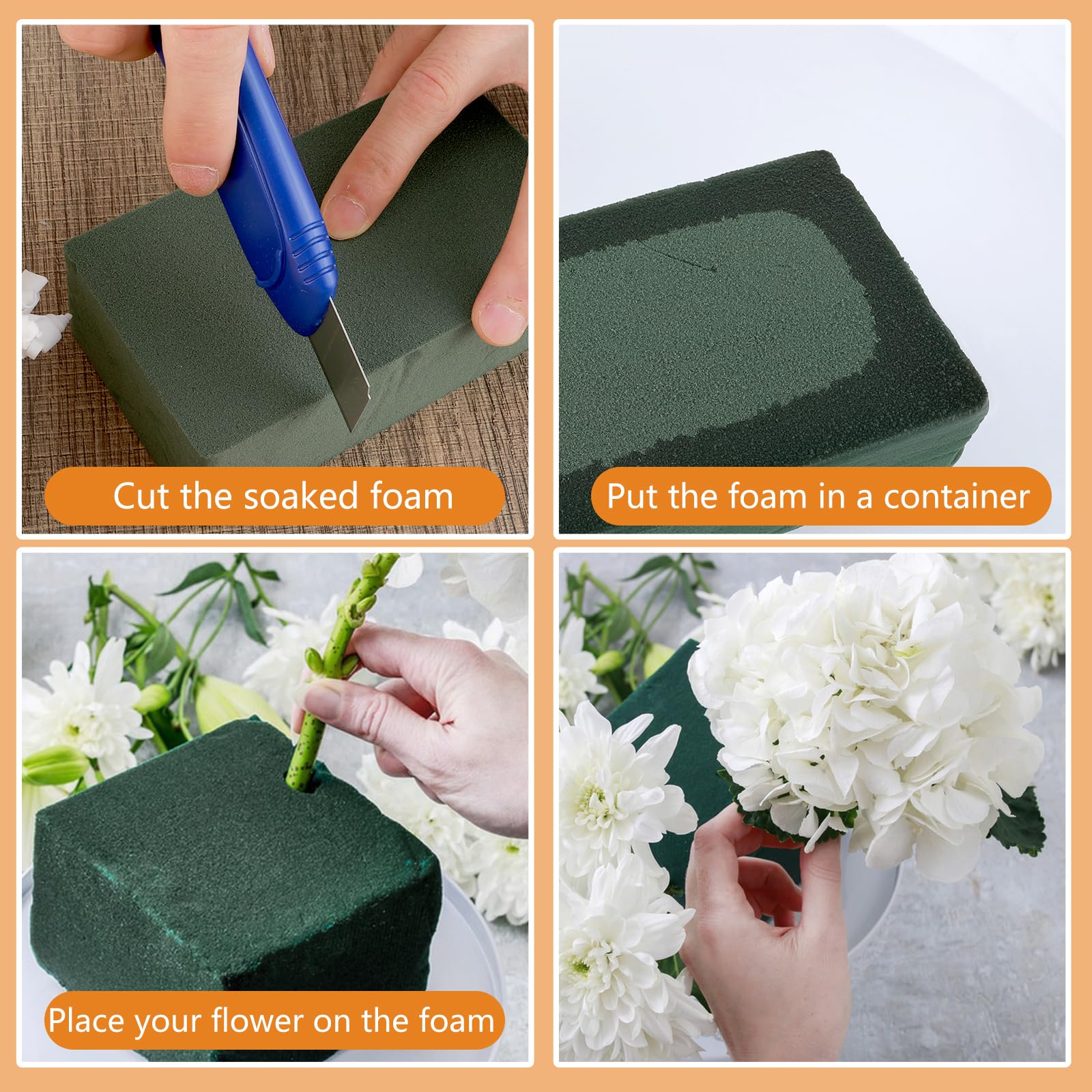 YUXIANLB 3PCs Floral Foam Blocks Wet Dry Flower Foam Plant Foam for Fresh and Artificial Flower Arrangements Oasis Floral Foam for Wedding Birthdays - Image 4