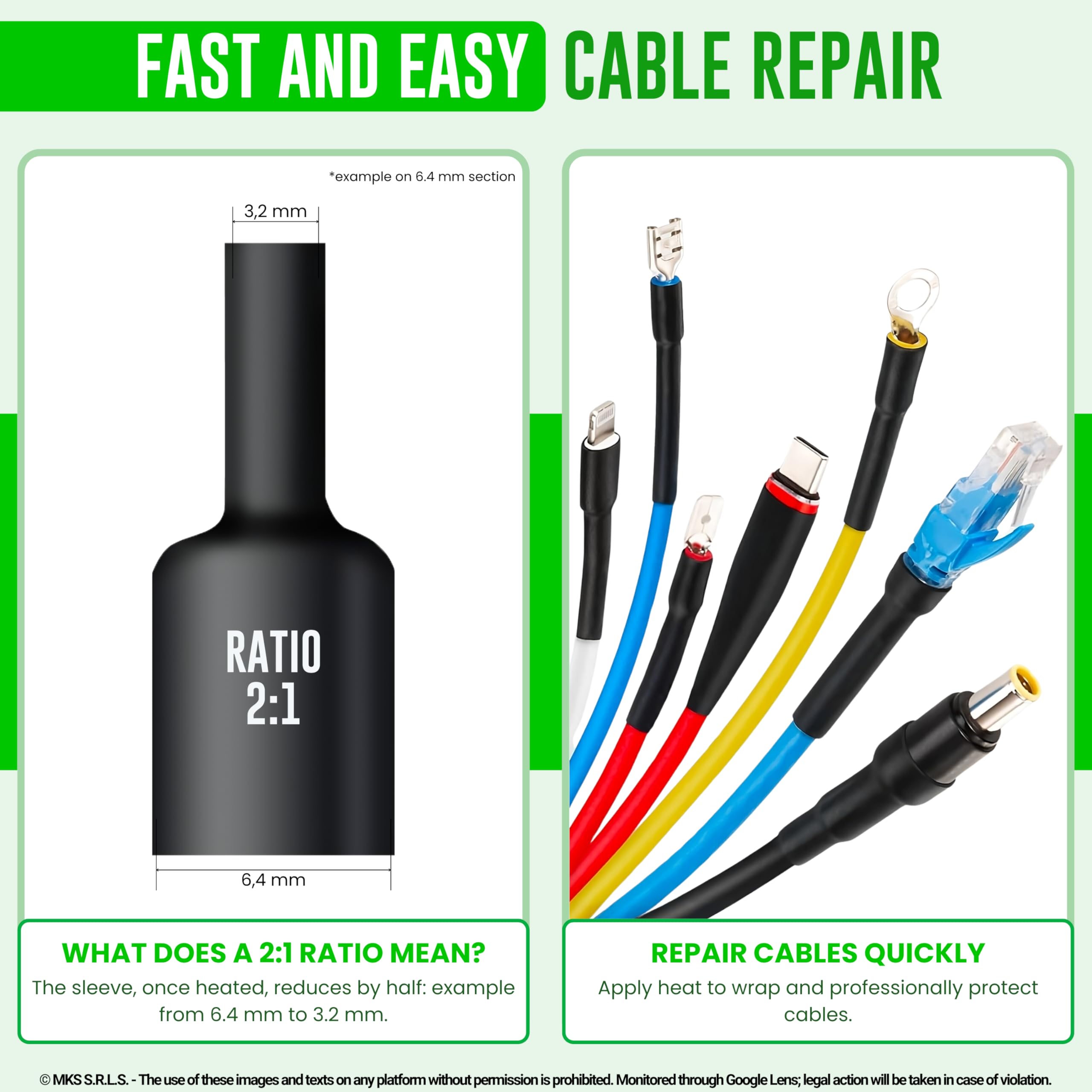 MarketConnect Gaine Thermorétractable 2:1 Kit 5 Pièces (4,8 à 16 Mm) - Noir - Présentoir MostSold Termokit