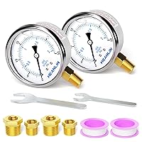 Vista 34 de MEANLIN MEASURE - Manómetro electromecánico de acero inoxidable, relleno de líquido, esfera con cara de 2.5 pulgadas, NPT de 1/4 de pulgada, agua