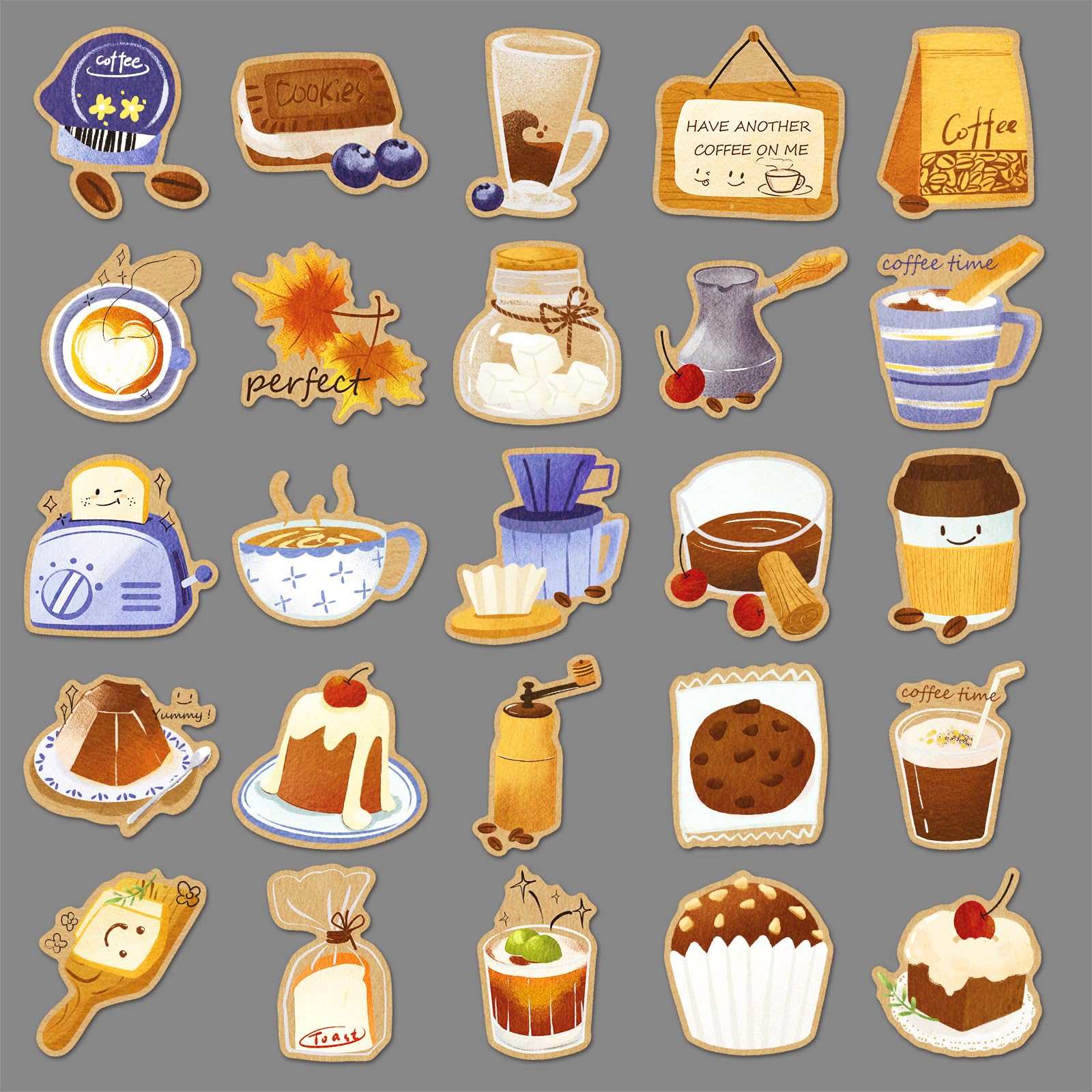 50PSC Coffee Waterproof Stickers for Kids Teens Adults Boys Girls,Coffee Lovers Decal Decoration Water Bottles Laptops Cars Books Scrapbook Bicycle Luggage Laptop Guitar Skateboard Refrigerator - Image 2