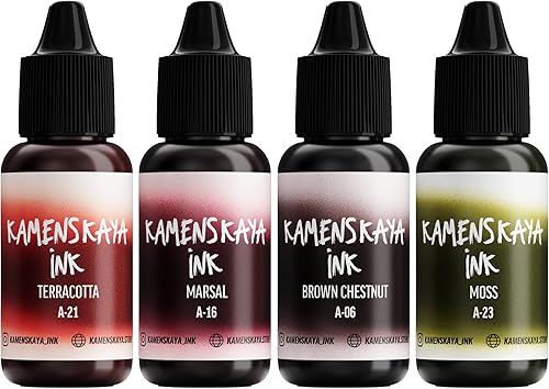 Kamenskaya Tintas de alcohol para artistas Set de tinta de alcohol #30, 4 uds. 0.51 fl oz (0.5 fl oz) cada una