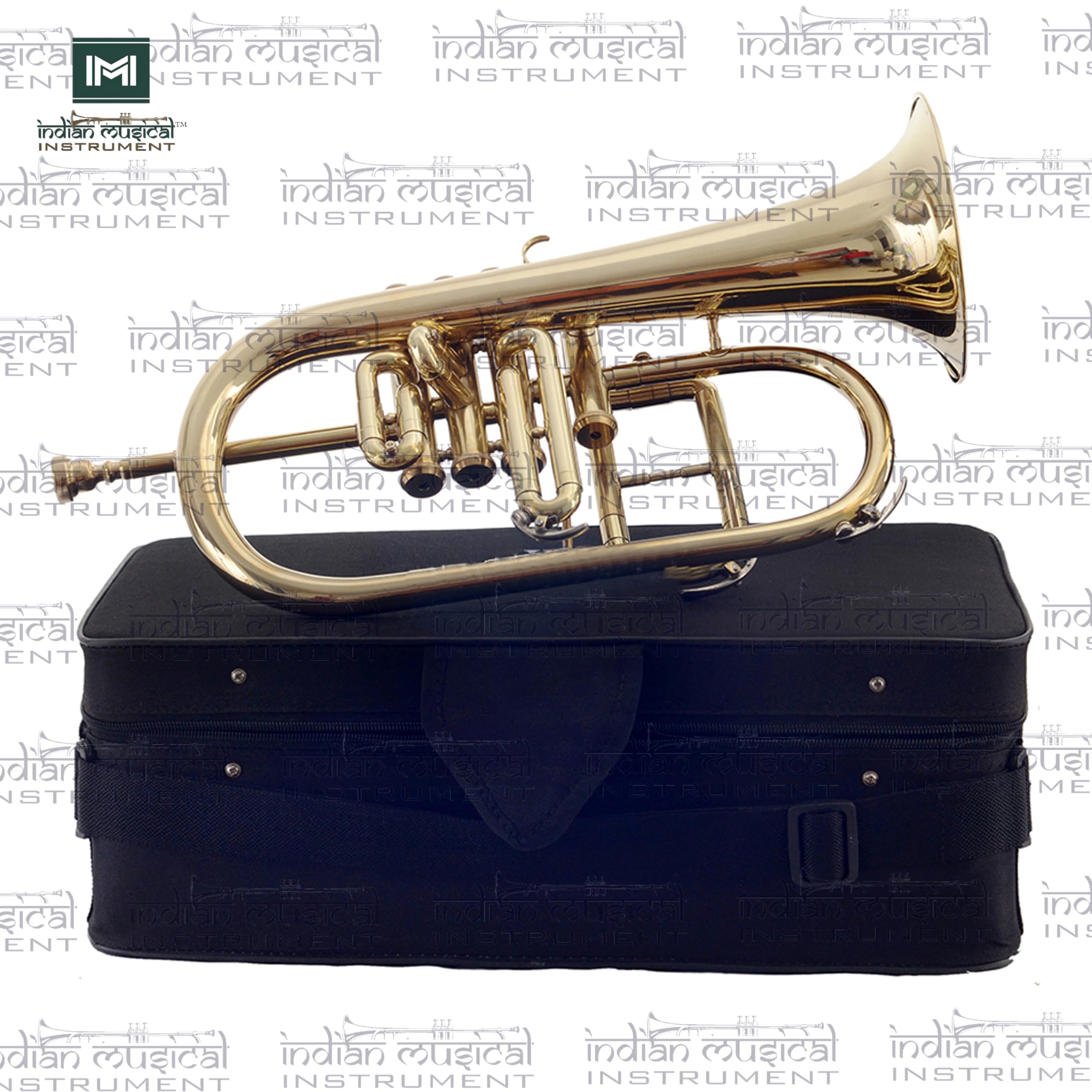 IMI Flügelhorn 4 Ventil BB Pitch Premium Qualität inkl. Mundstück und Tragetasche (Goldmessing)