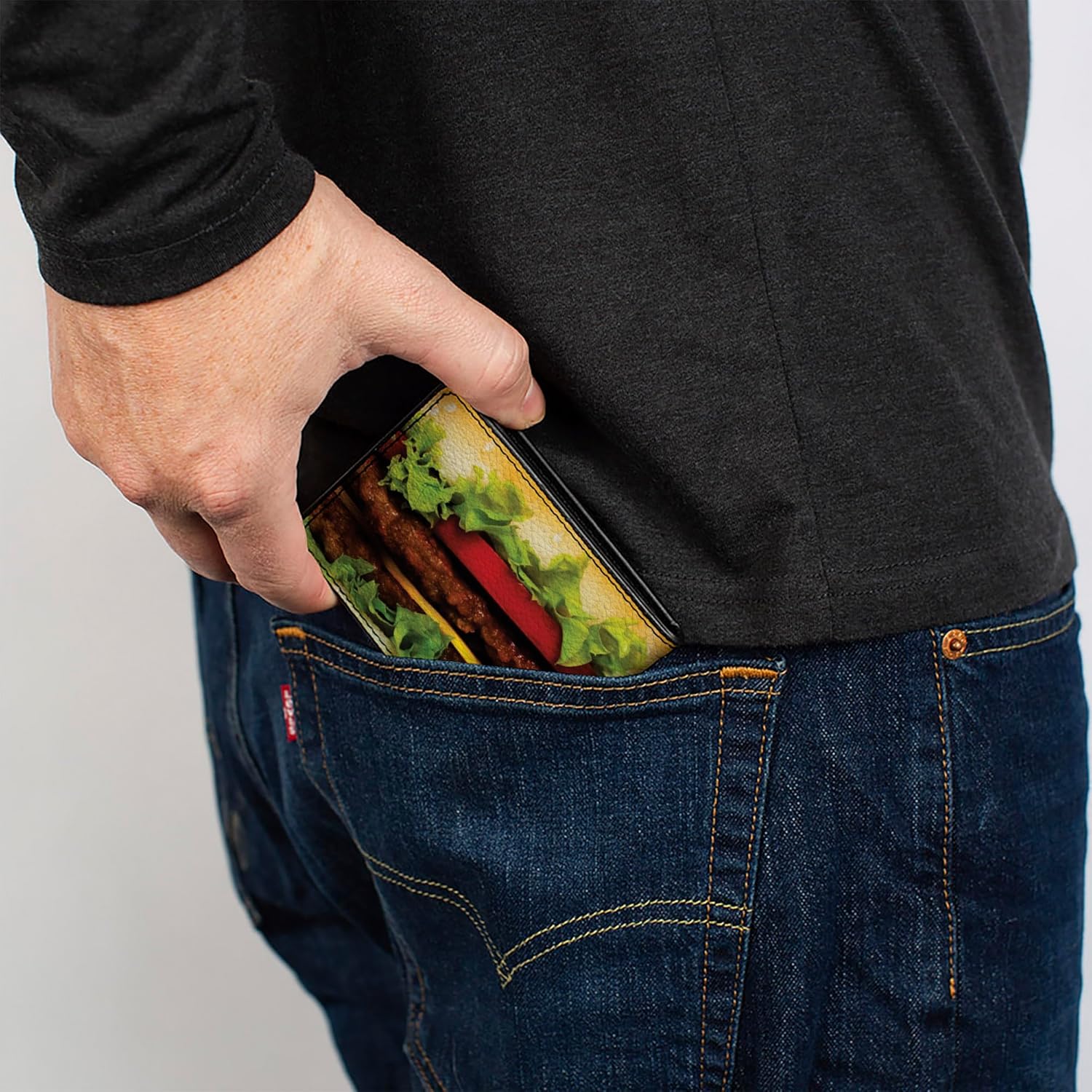 Buckle-Down Men's PU Bifold Wallet-Hamburger Vivid, Multicolor, 4.0" x 3.5" - Image 5