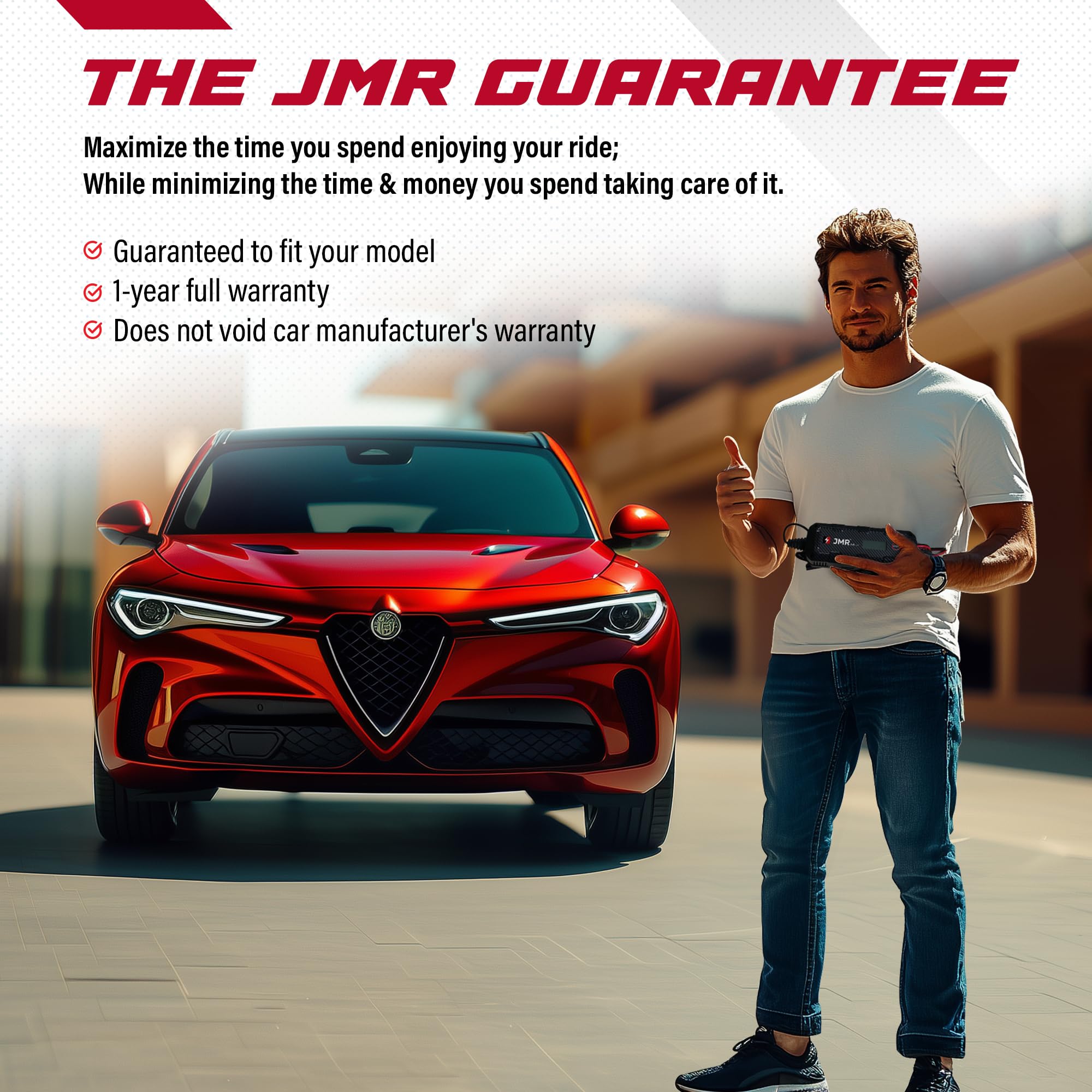 JMR Battery Charger for Alfa Romeo Stelvio Giulia Giulietta Tonale 4C MiTo 8C Brera 159 GT 147 166 156 All Models Trickle Charger Conditioner Maintainer (Add Lithium Mode)