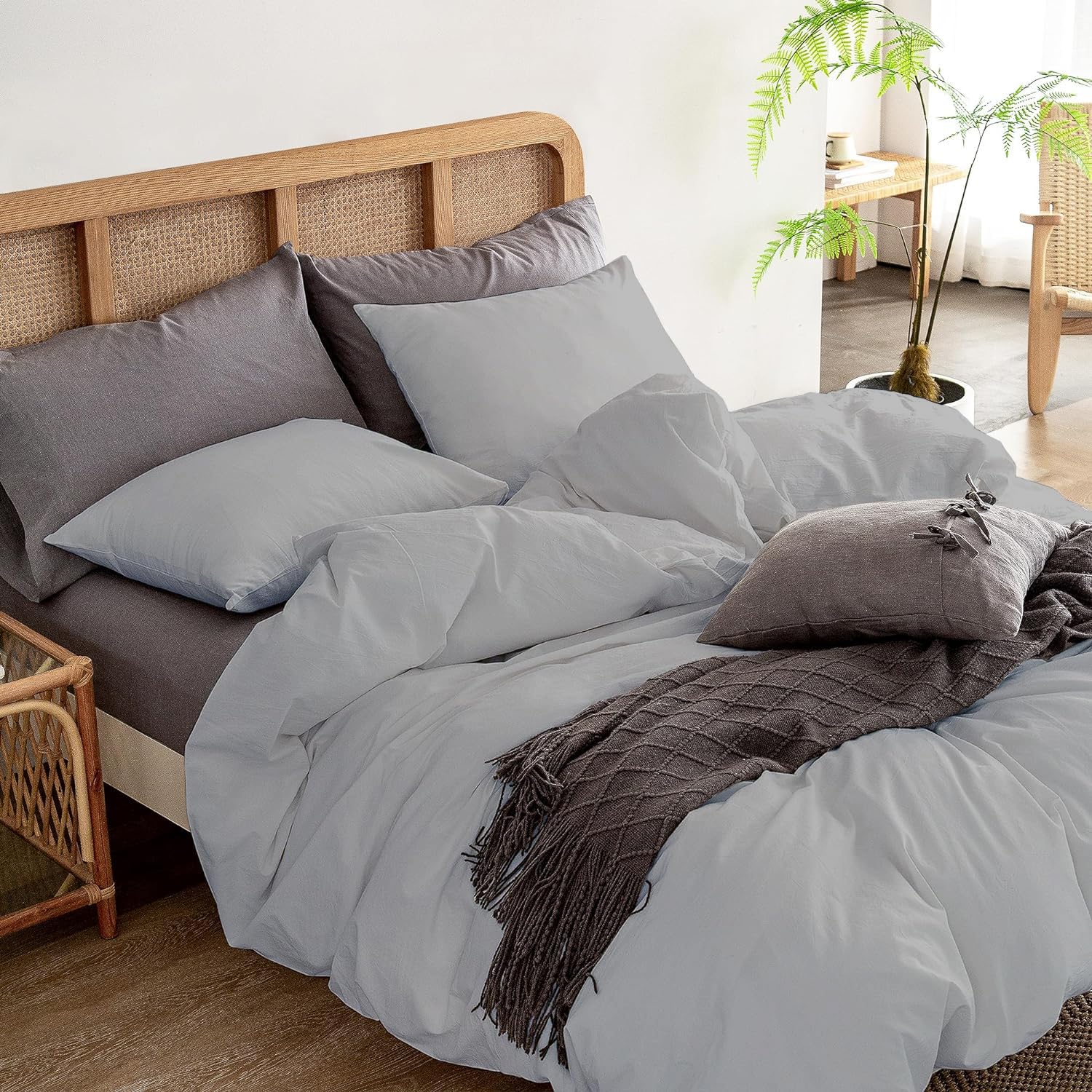 Silentnight 3 Piece Silver Solid Duvet Cover Set