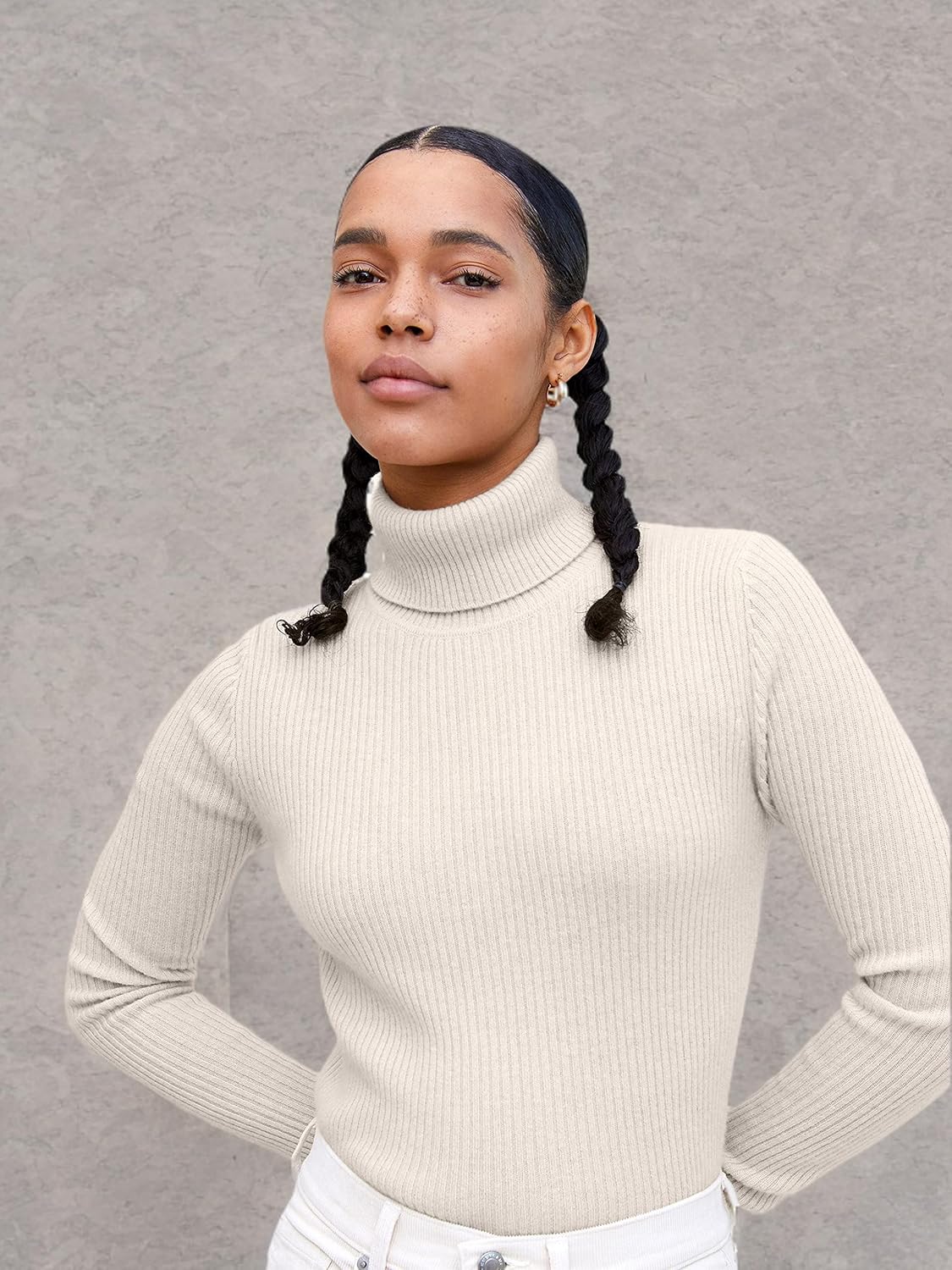 State Cashmere Women’s Ribbed Turtleneck Sweater 100% Pure Cashmere Classic Long Sleeve Pullover - Image 6