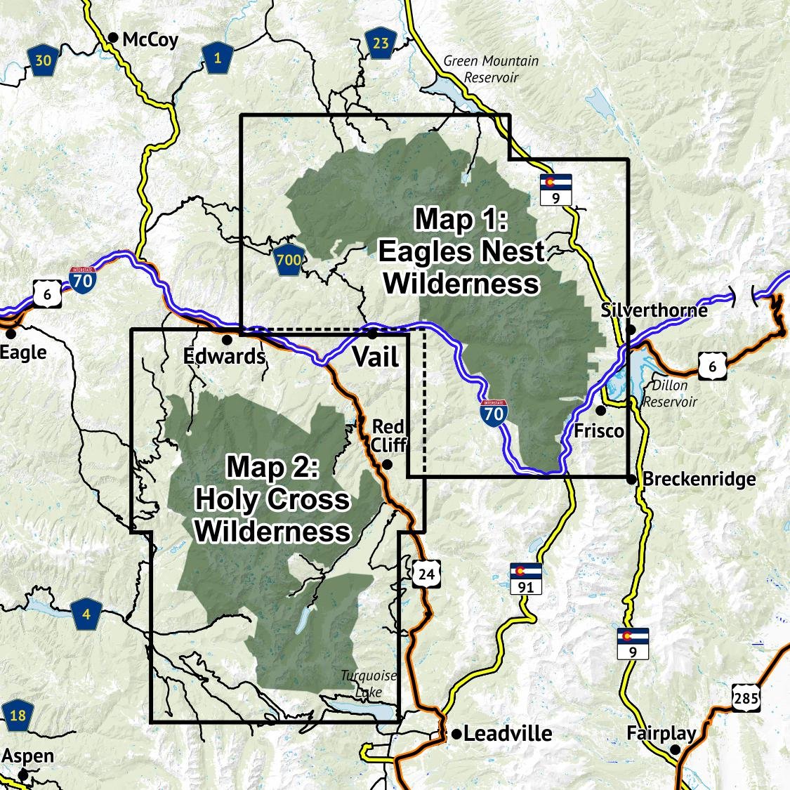Vail Area Hiking Map Pack: Eagles Nest and Holy Cross Wilderness Topographic Maps