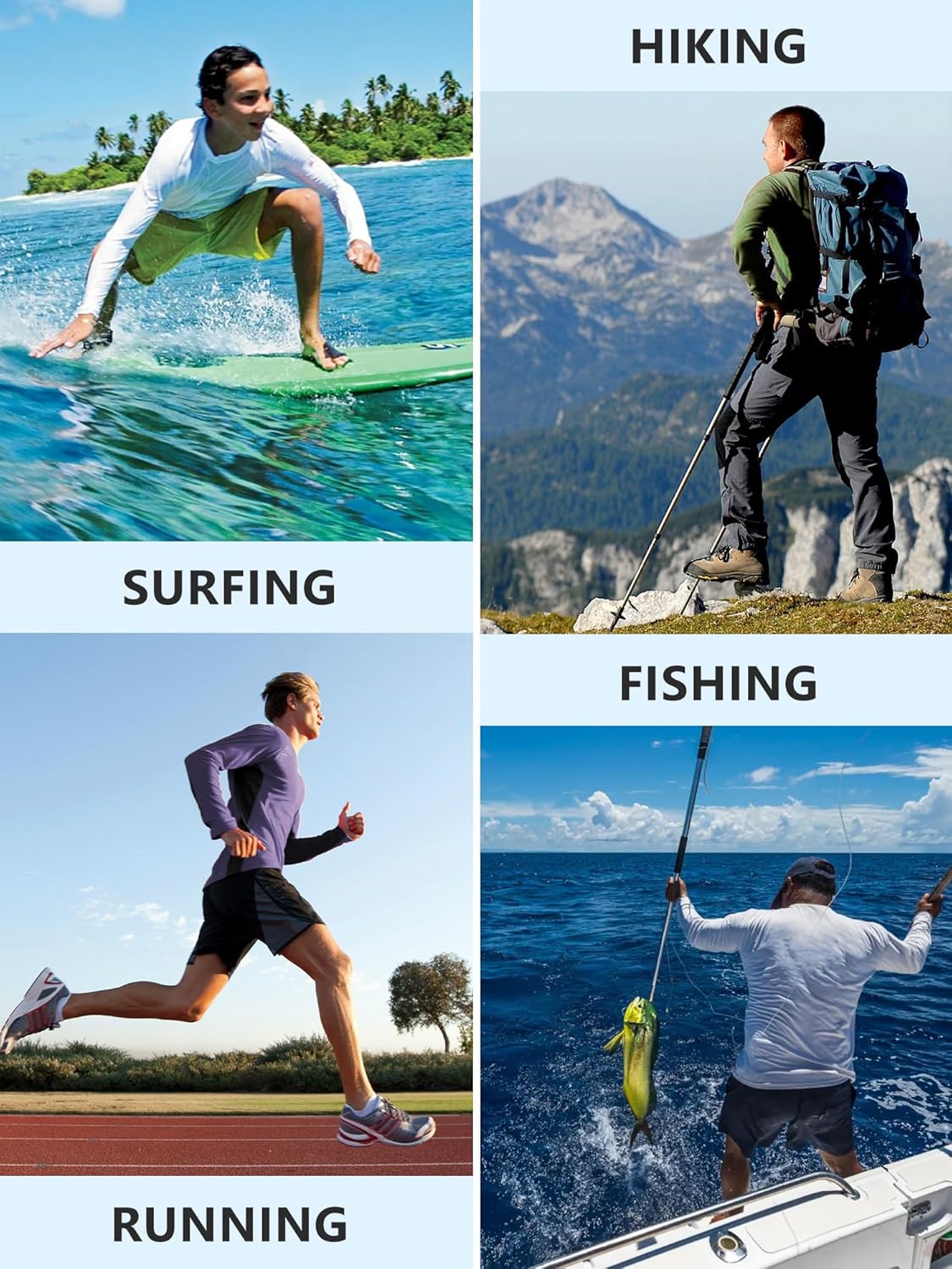 Mens Sun Protection Shirts UV SPF UPF 50+ Long Sleeve Rash Guard Fishing Running Swim T-Shirt Quick-Dry Lightweight - Image 9